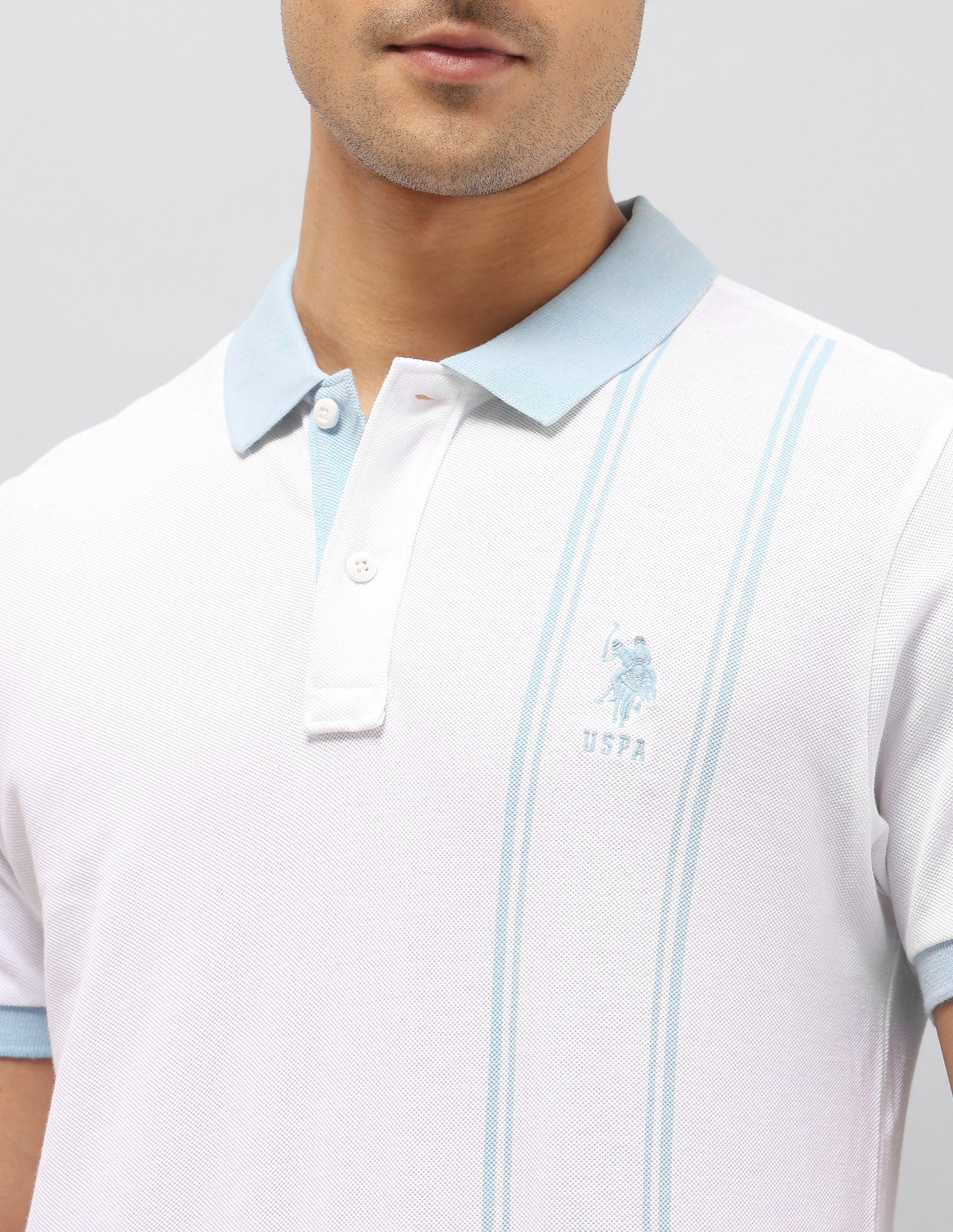 Vertical Striped Slim Fit Polo Shirt White - U.S. Polo Assn. India | Large
