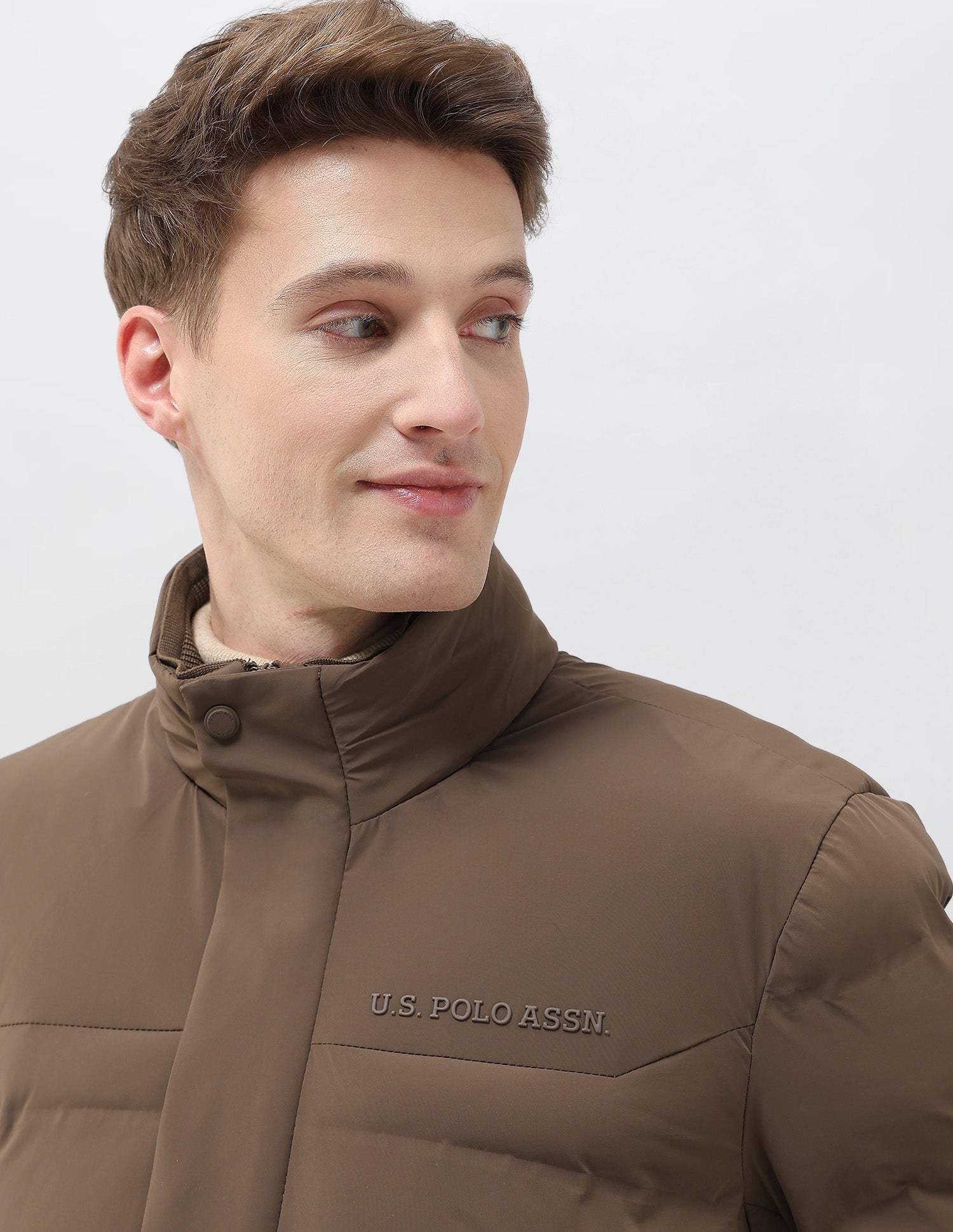 High Neck Regular Fit Smartheat Jacket Brown - U.S. POLO ASSN. | Large