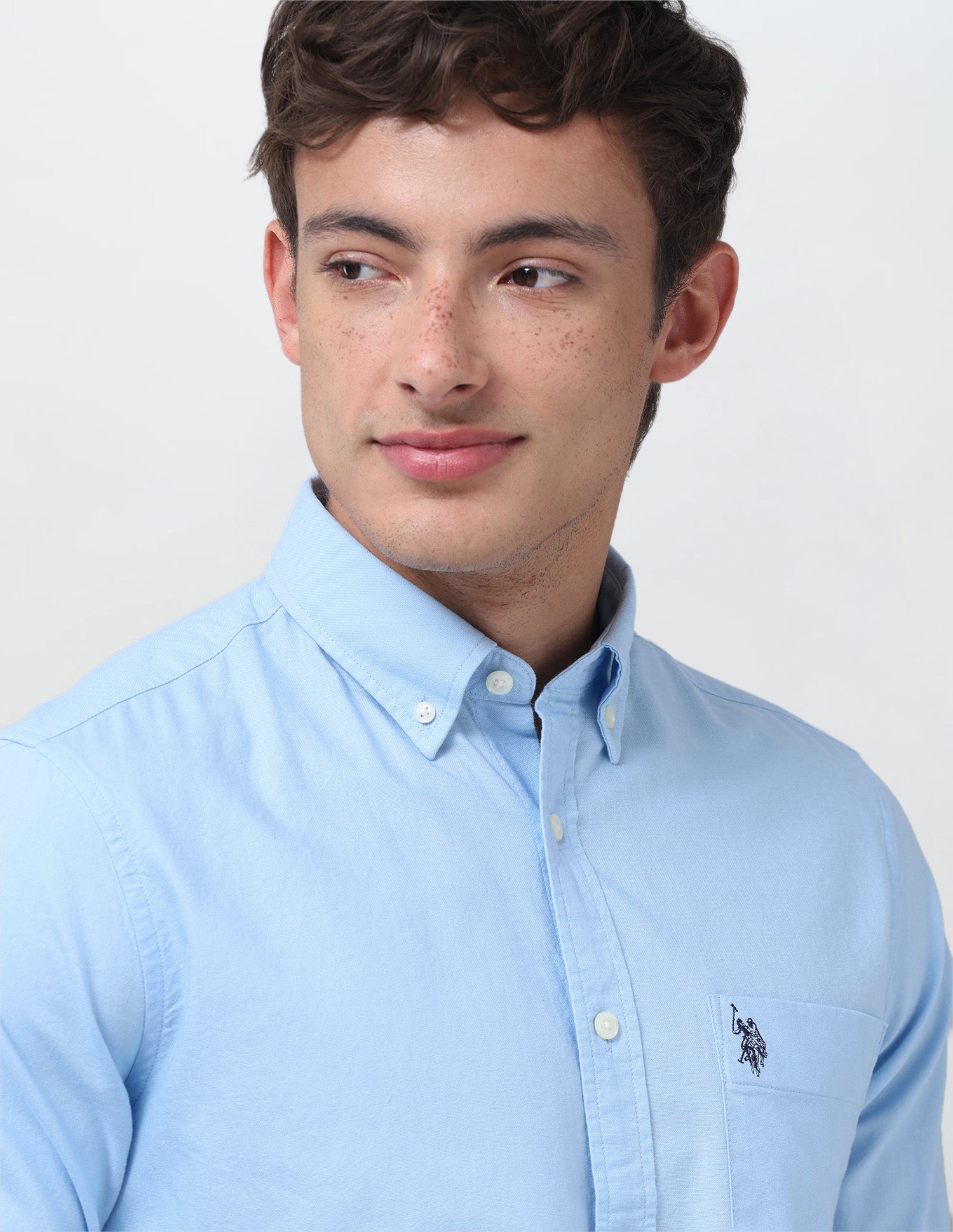 Tailored Fit Oxford Button Down Shirt Light Blue - U.S. Polo Assn. India | Large