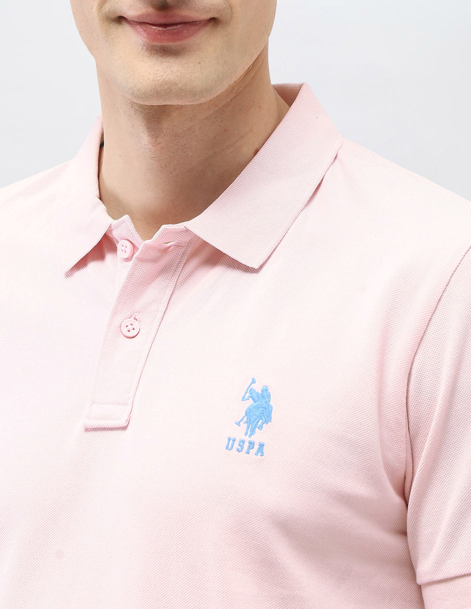 Solid Slim Fit Polo Shirt Light Pink - U.S. Polo Assn. India | Large