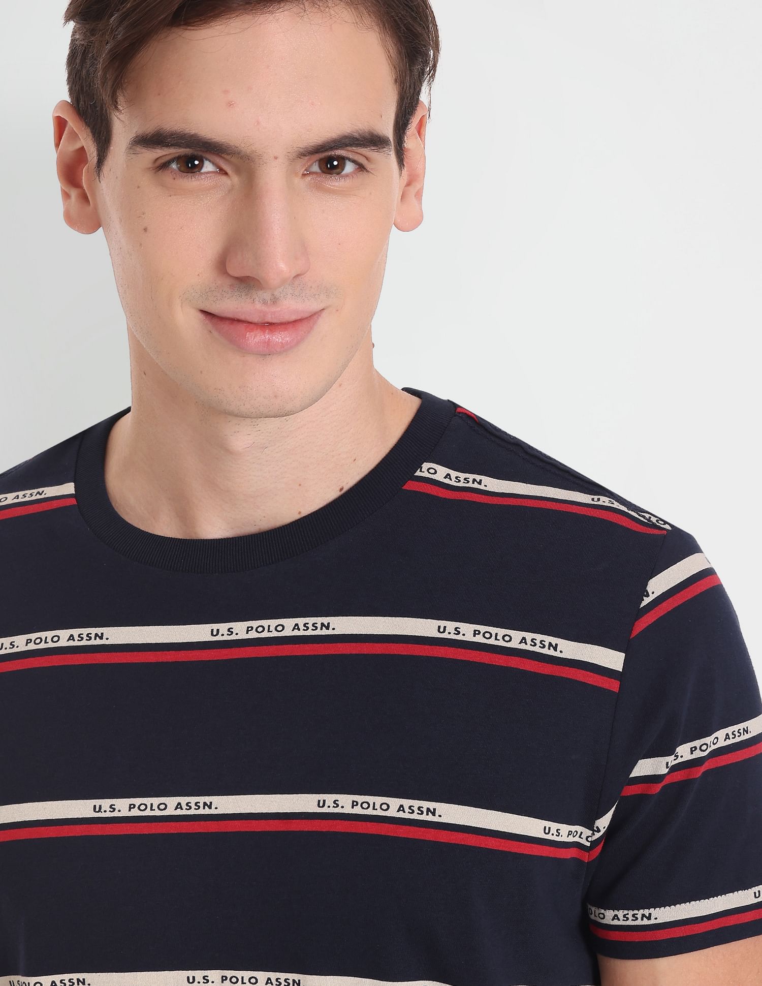 Horizontal Stripe Cotton T-Shirt Navy - U.S. Polo Assn. India | Large