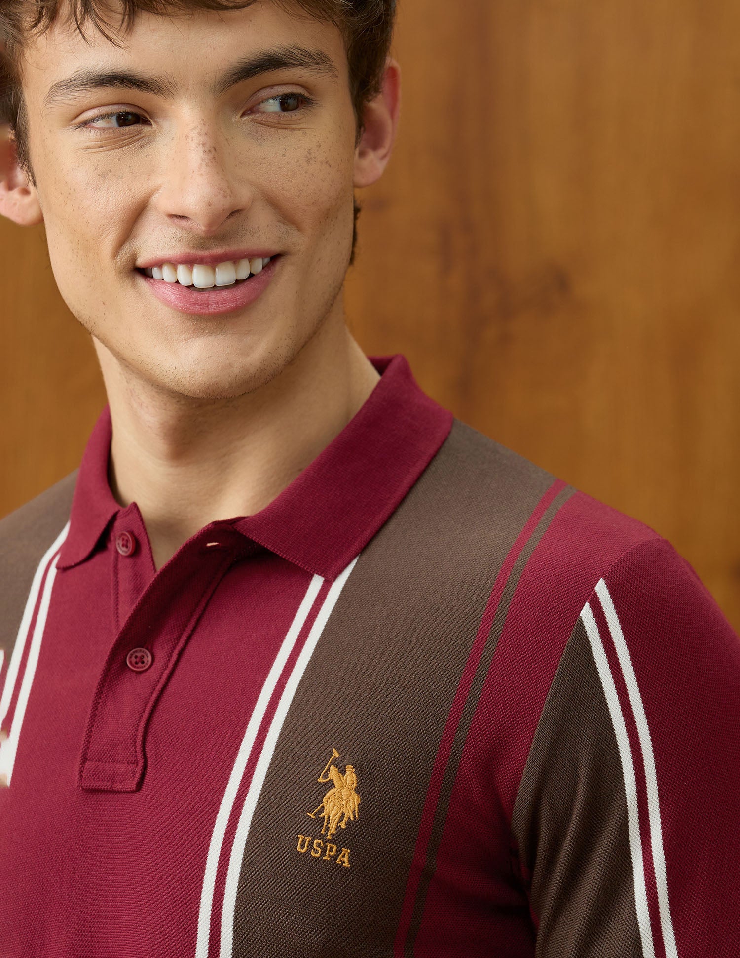 Vertical Striped Slim Fit Polo Shirt Maroon - U.S. Polo Assn. India | Large