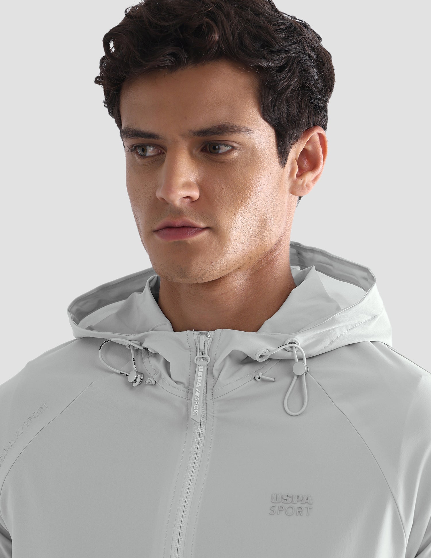Solid Hooded Active Jacket Grey - U.S. Polo Assn. India | Large