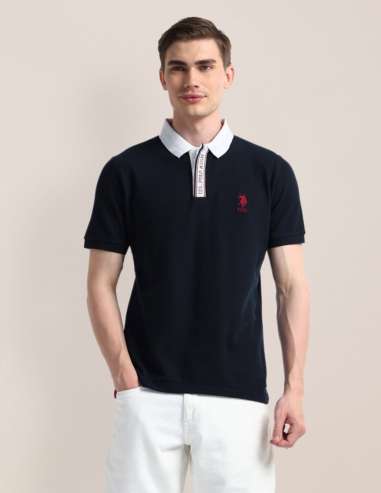 Solid Slim Fit Polo Shirt Navy - U.S. POLO ASSN. | Large