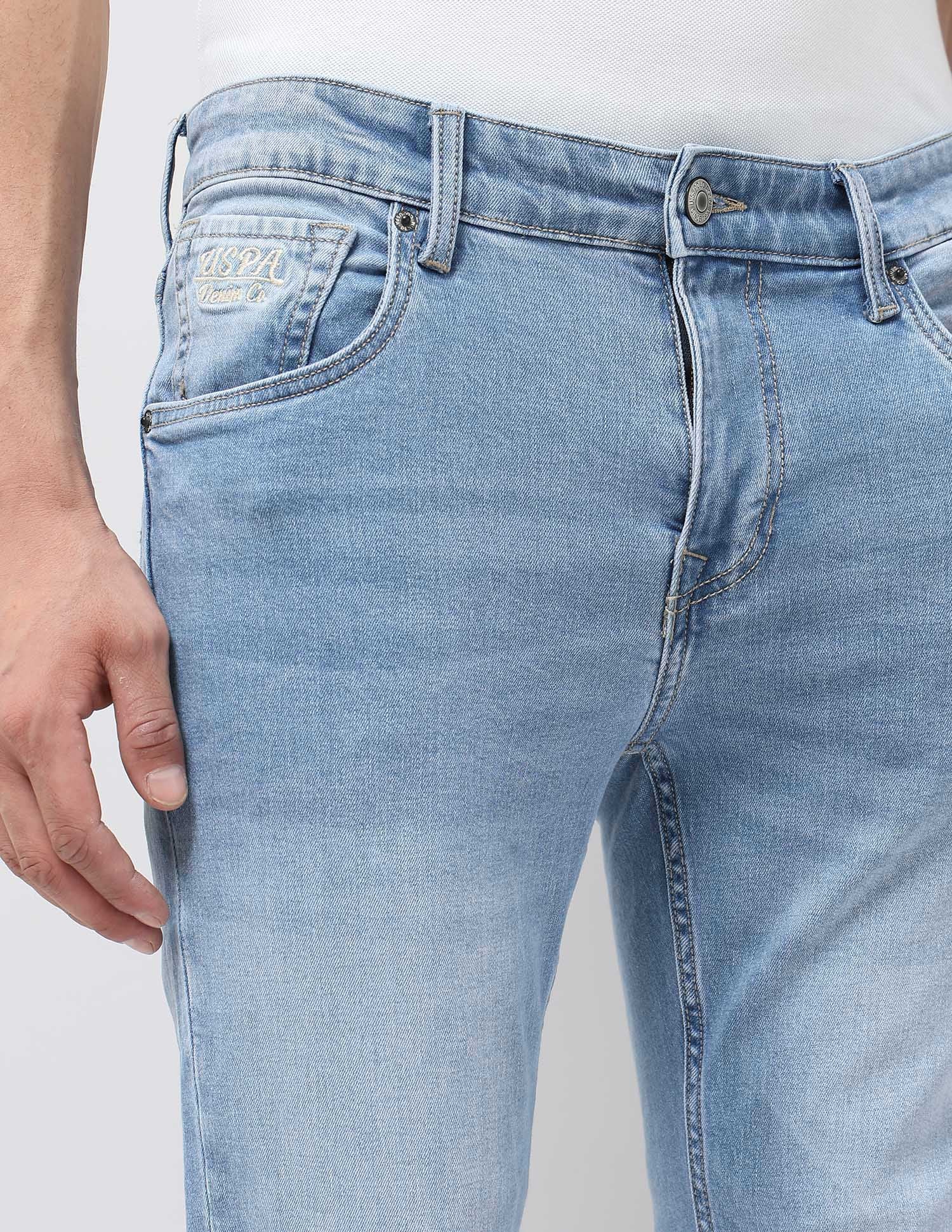 Brandon Slim Tapered Fit Blue Jeans Light Indigo - U.S. POLO ASSN. | Large