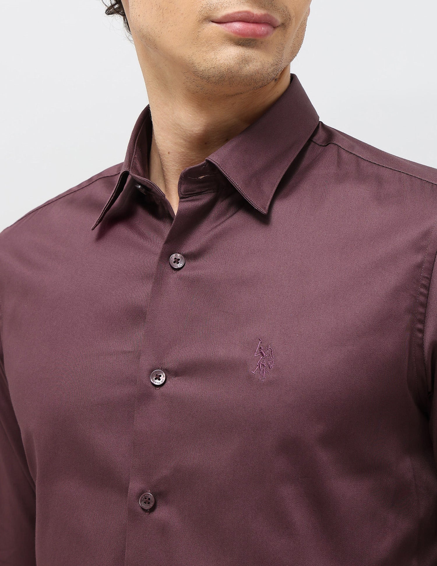 Satin Tailored Fit Shirt Wine - U.S. POLO ASSN. | Large