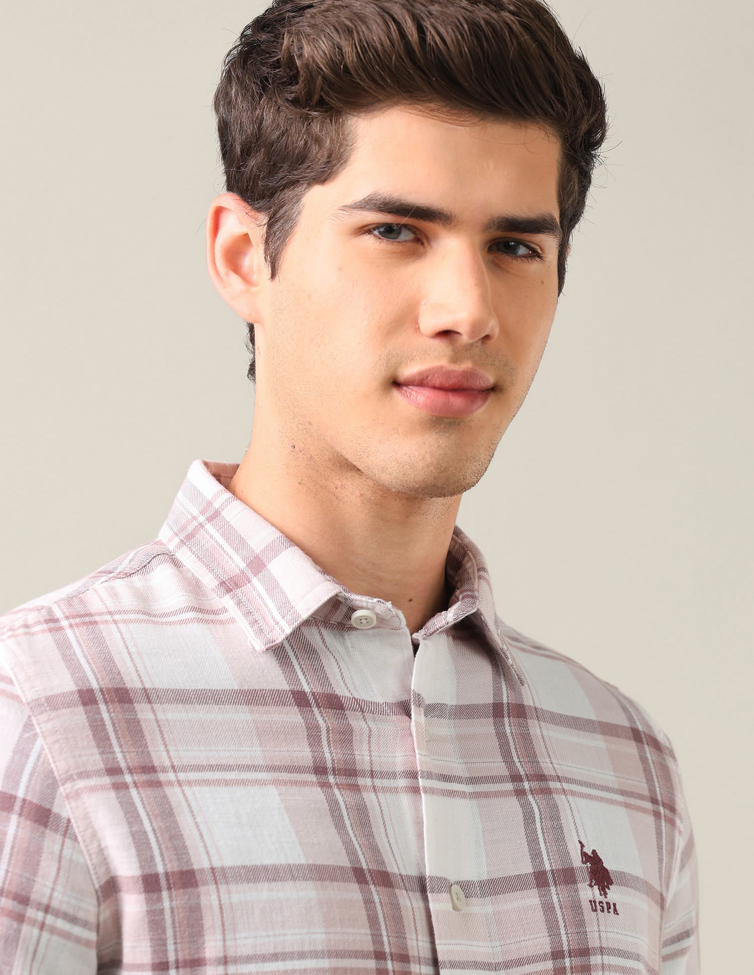 Plaid Checked Twill Shirt Pink - U.S. Polo Assn. India | Large
