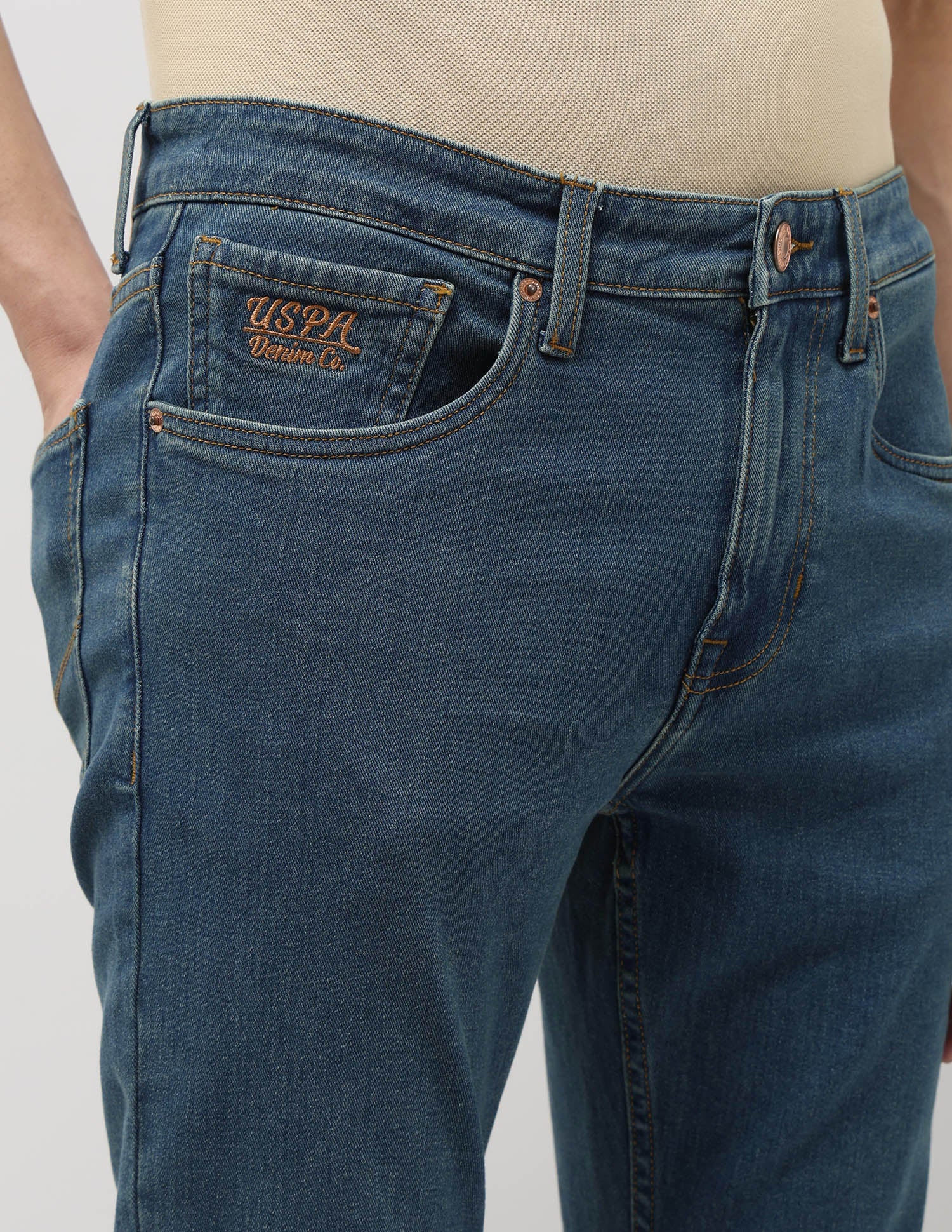Regallo Skinny Fit Blue Jeans Mid wash - U.S. Polo Assn. India | Large