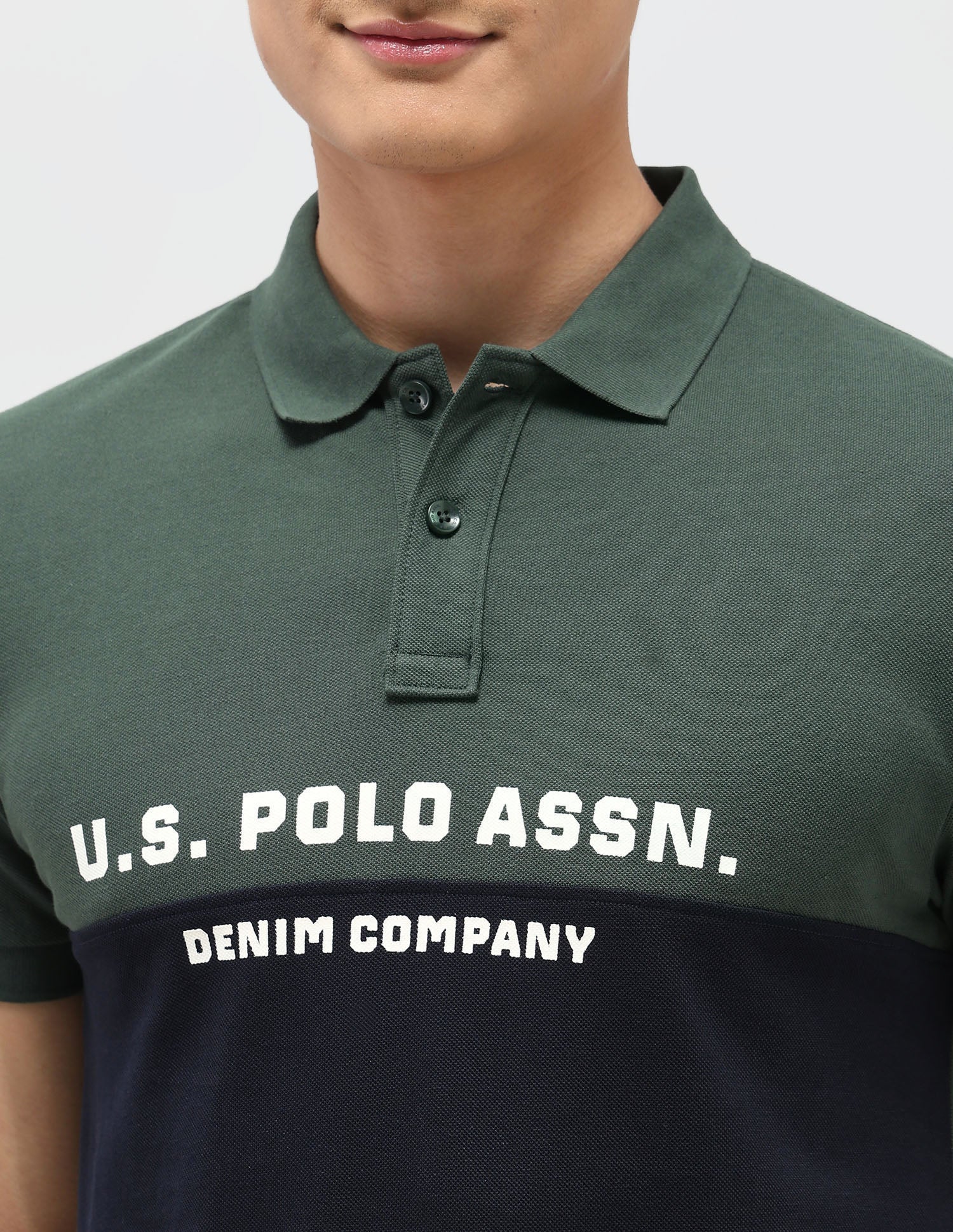 Colourblocked Pure Cotton Polo Shirt Olive - U.S. POLO ASSN. | Large