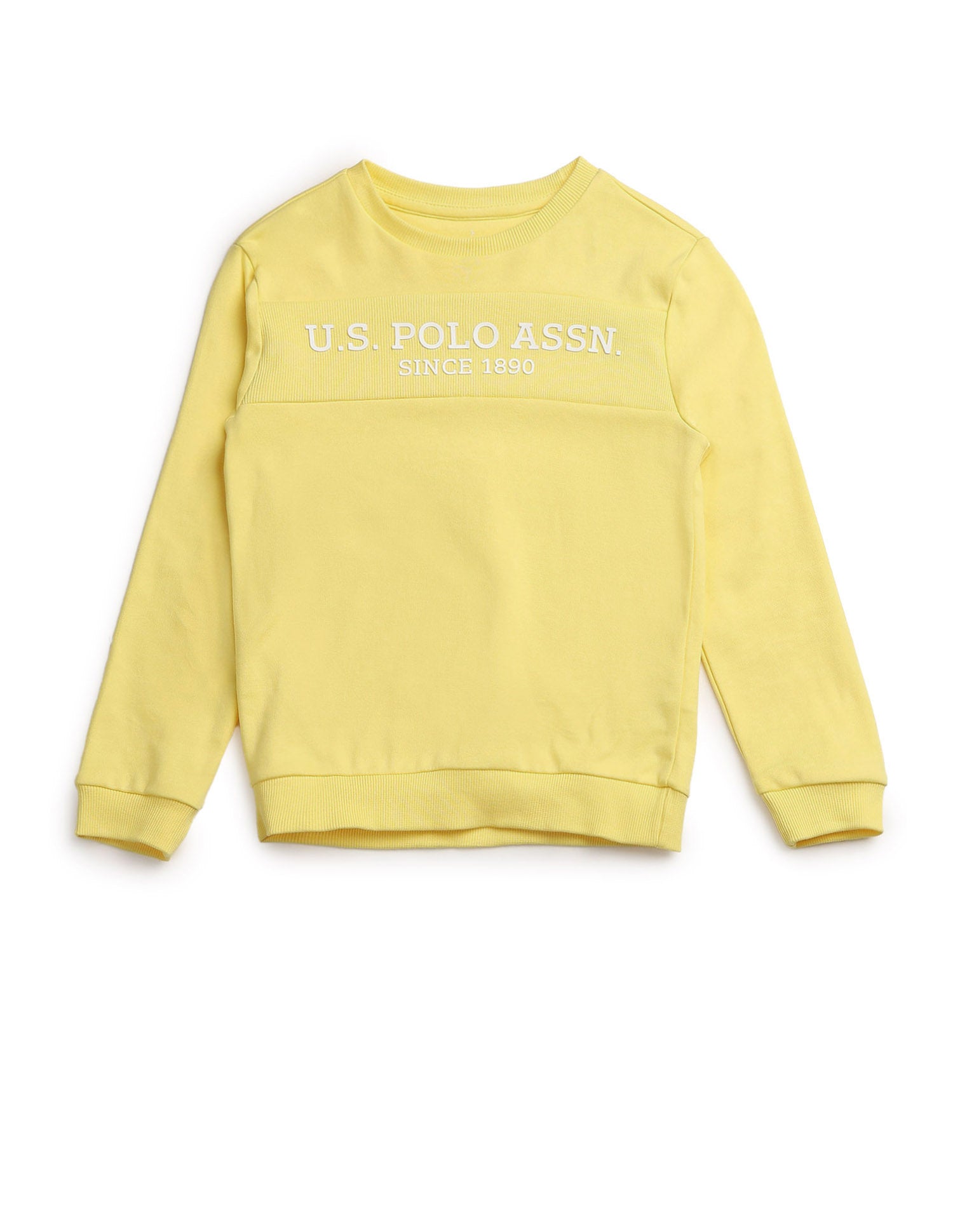 Boys Brand Embossed Regular Fit Sweatshirt Yellow - U.S. POLO ASSN. | Large