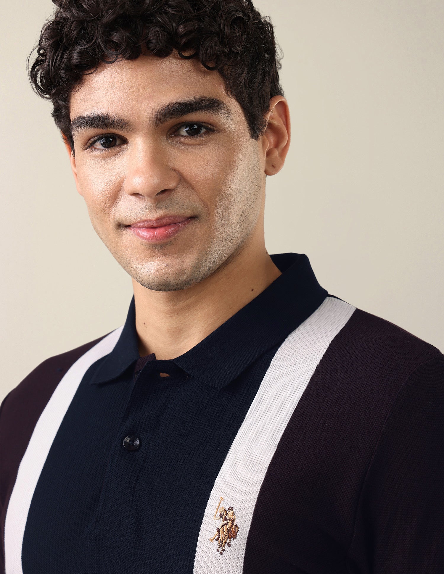 Vertical Striped Slim Fit Polo Shirt Navy - U.S. Polo Assn. India | Large