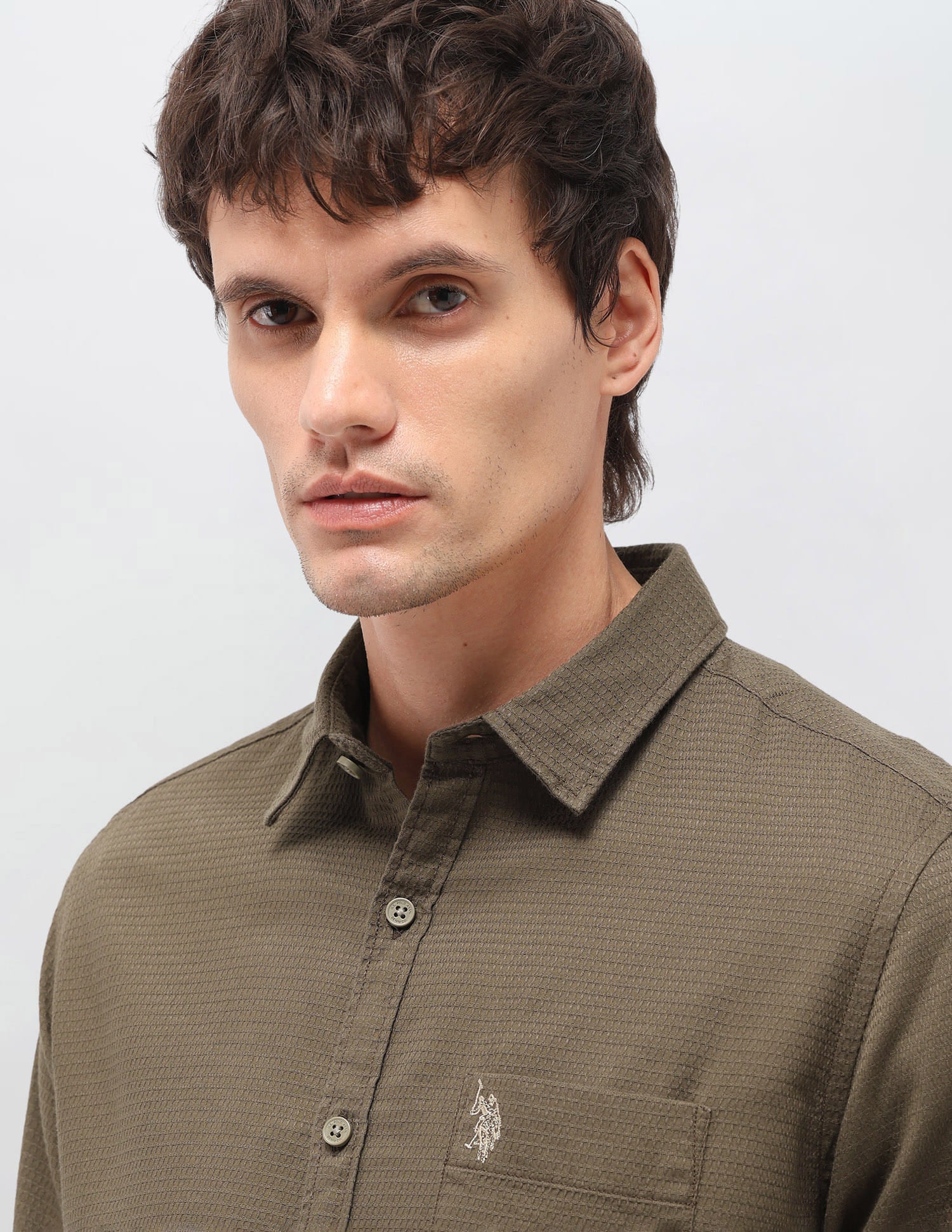 Solid Regular Fit Shirt Brown - U.S. Polo Assn. India | Large