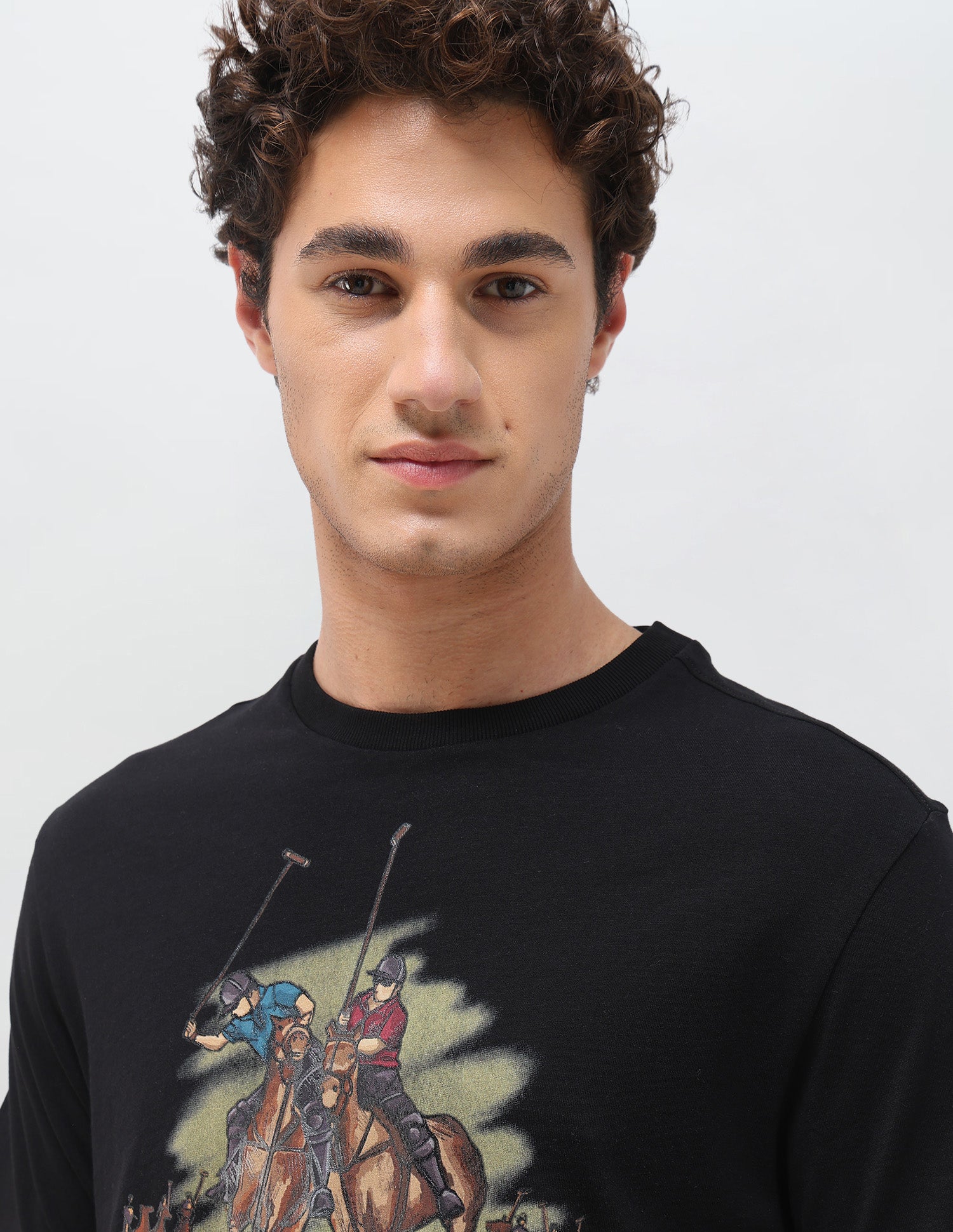 Graphic Brand Printed Slim Fit T-Shirt Black - U.S. Polo Assn. India | Large