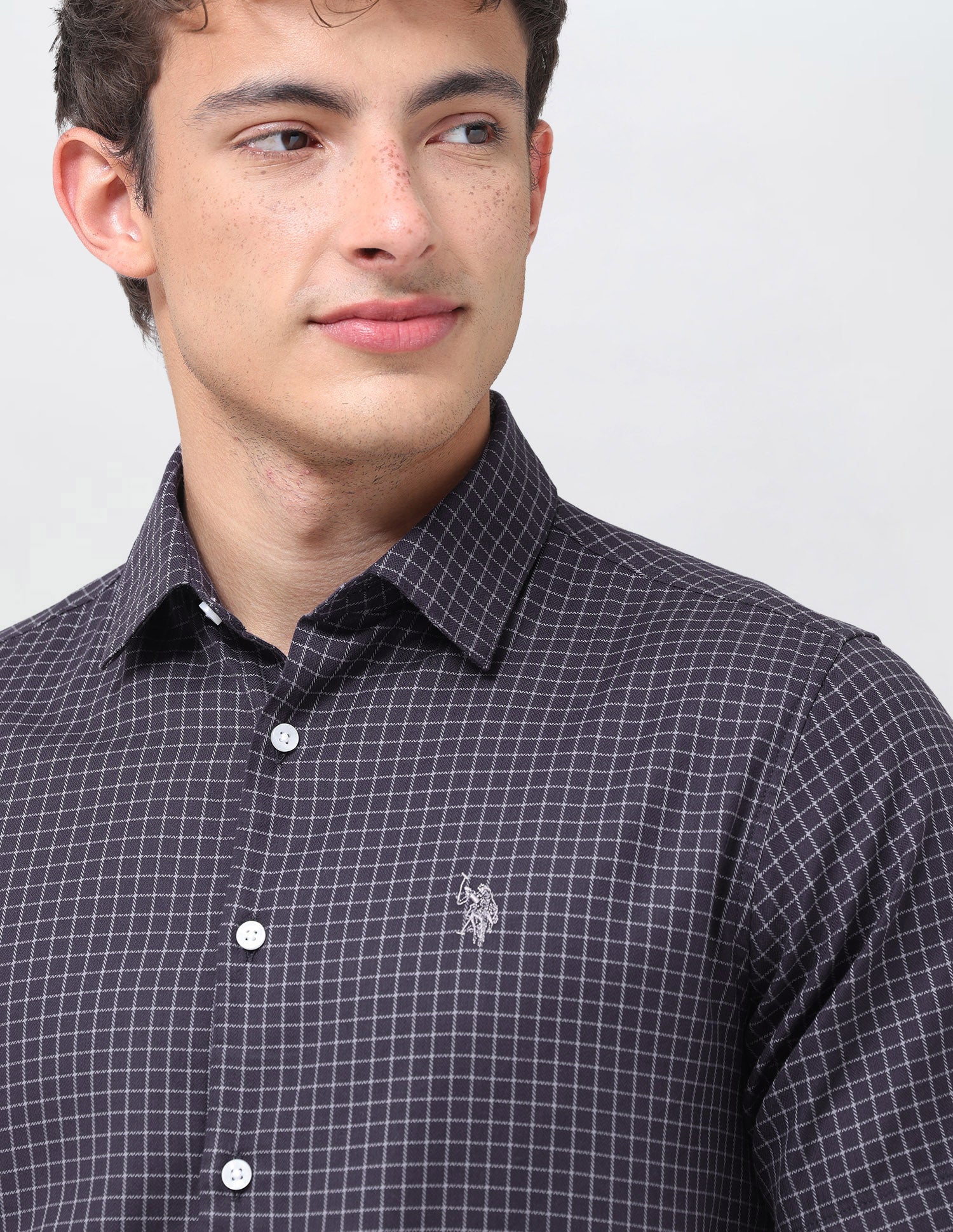 Graph Checked Twill Shirt Purple - U.S. Polo Assn. India | Large
