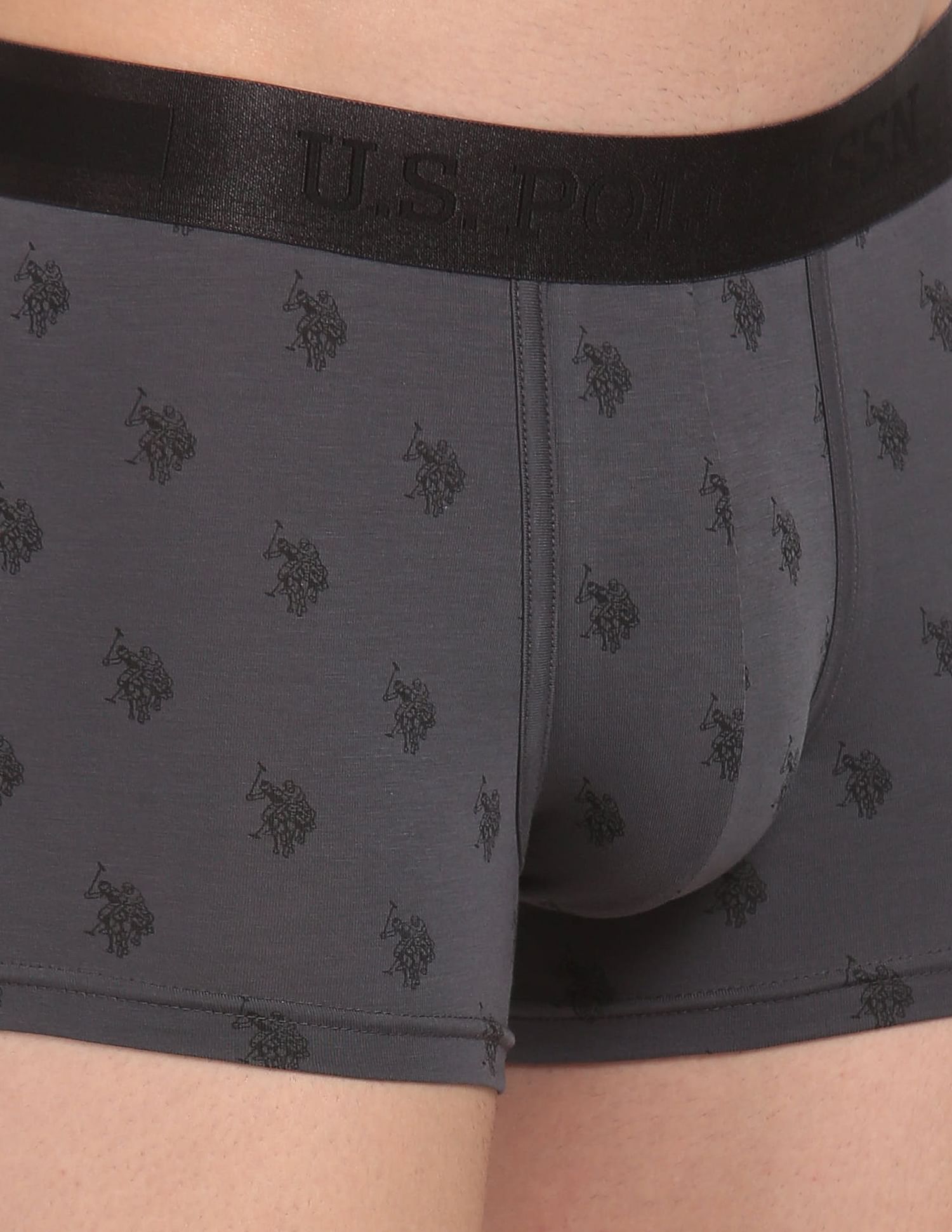 Mid Rise Brand Print PT002 Premium Trunks - Pack Of 1 Asphalt - U.S. POLO ASSN. | Large