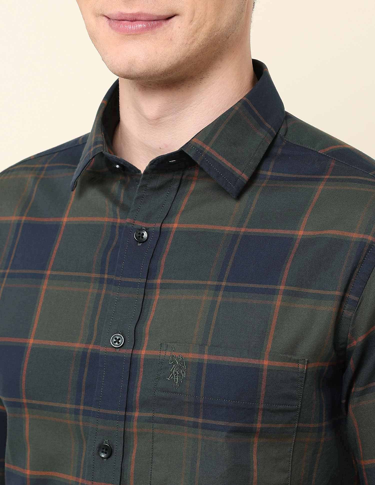 Buffalo Checked Dobby Shirt Olive - U.S. Polo Assn. India | Large
