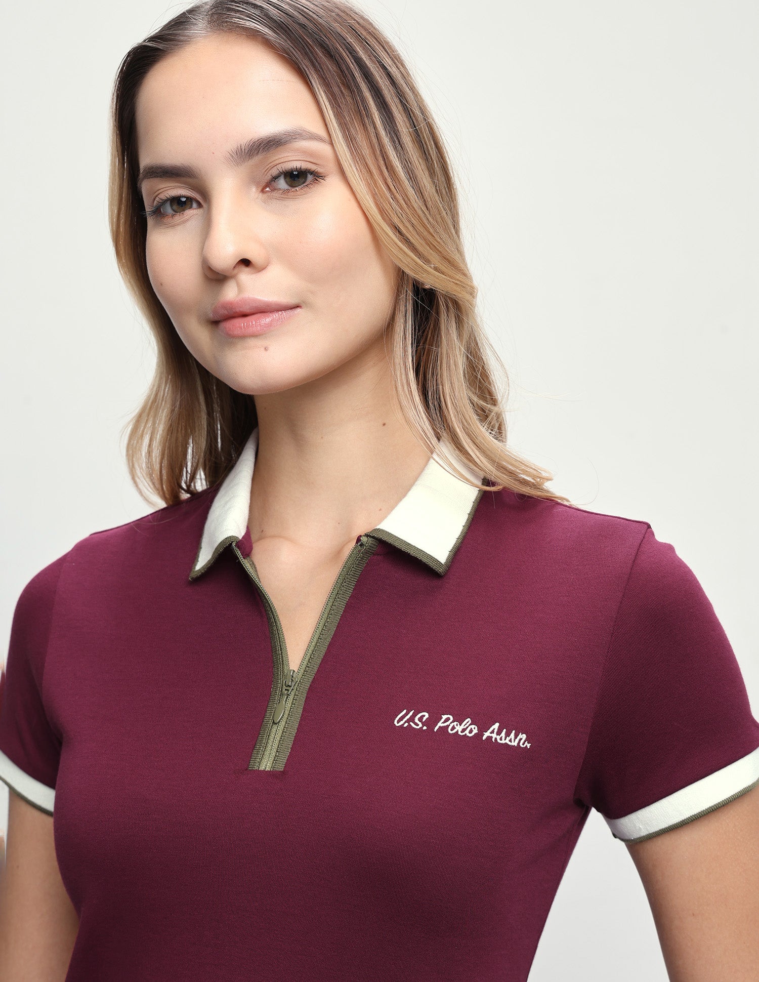 Solid Regular Fit Zipper Polo Shirt Maroon - U.S. Polo Assn. India | Large