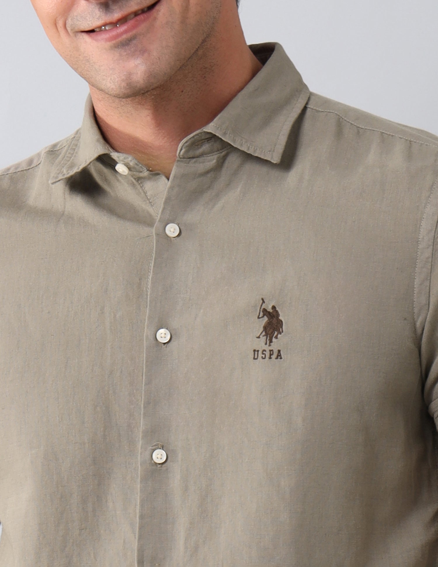 Solid Regular Shirt Olive - U.S. Polo Assn. India | Large