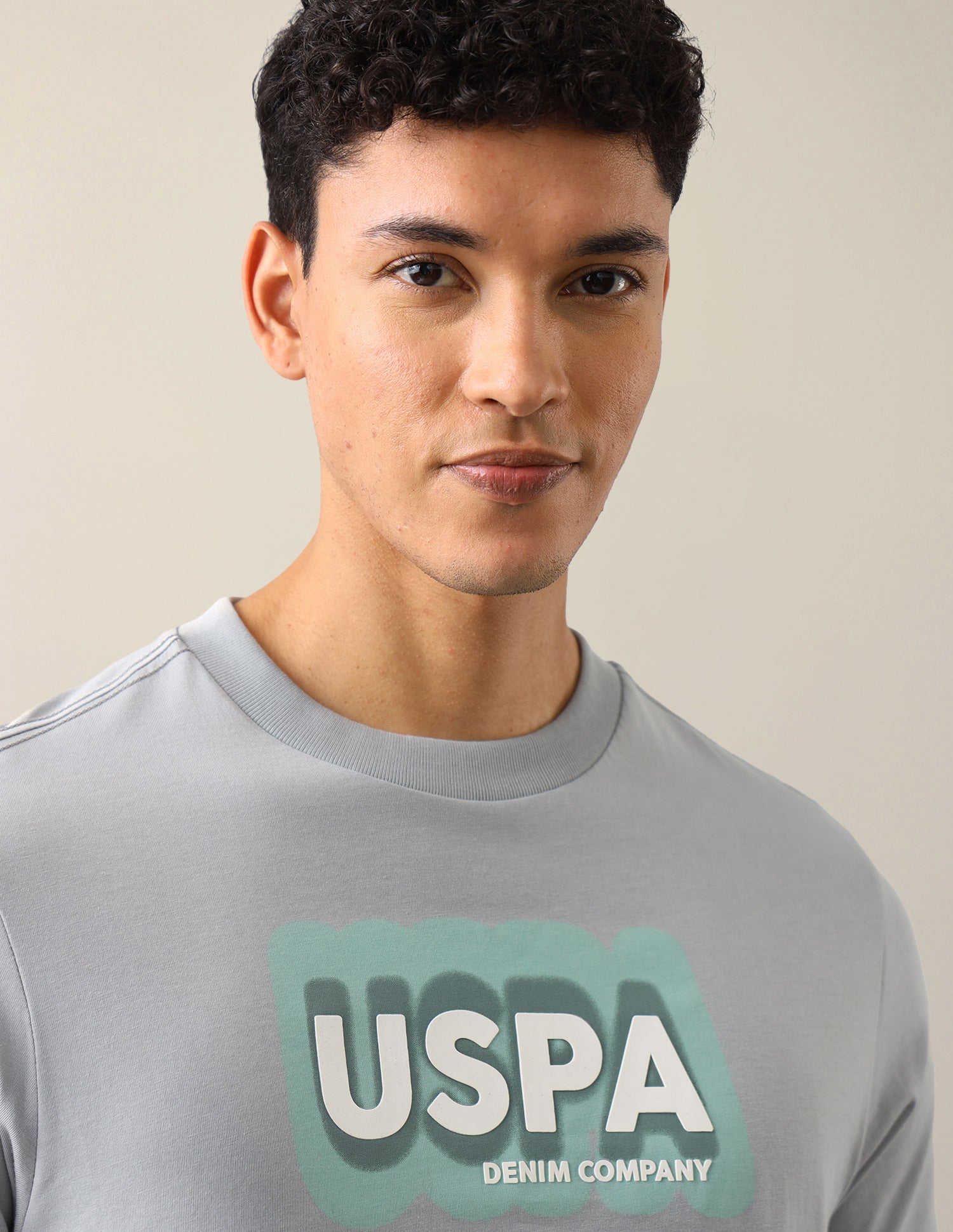 Brand Typographic Printed Regular Fit T-Shirt Grey - U.S. Polo Assn. India | Large