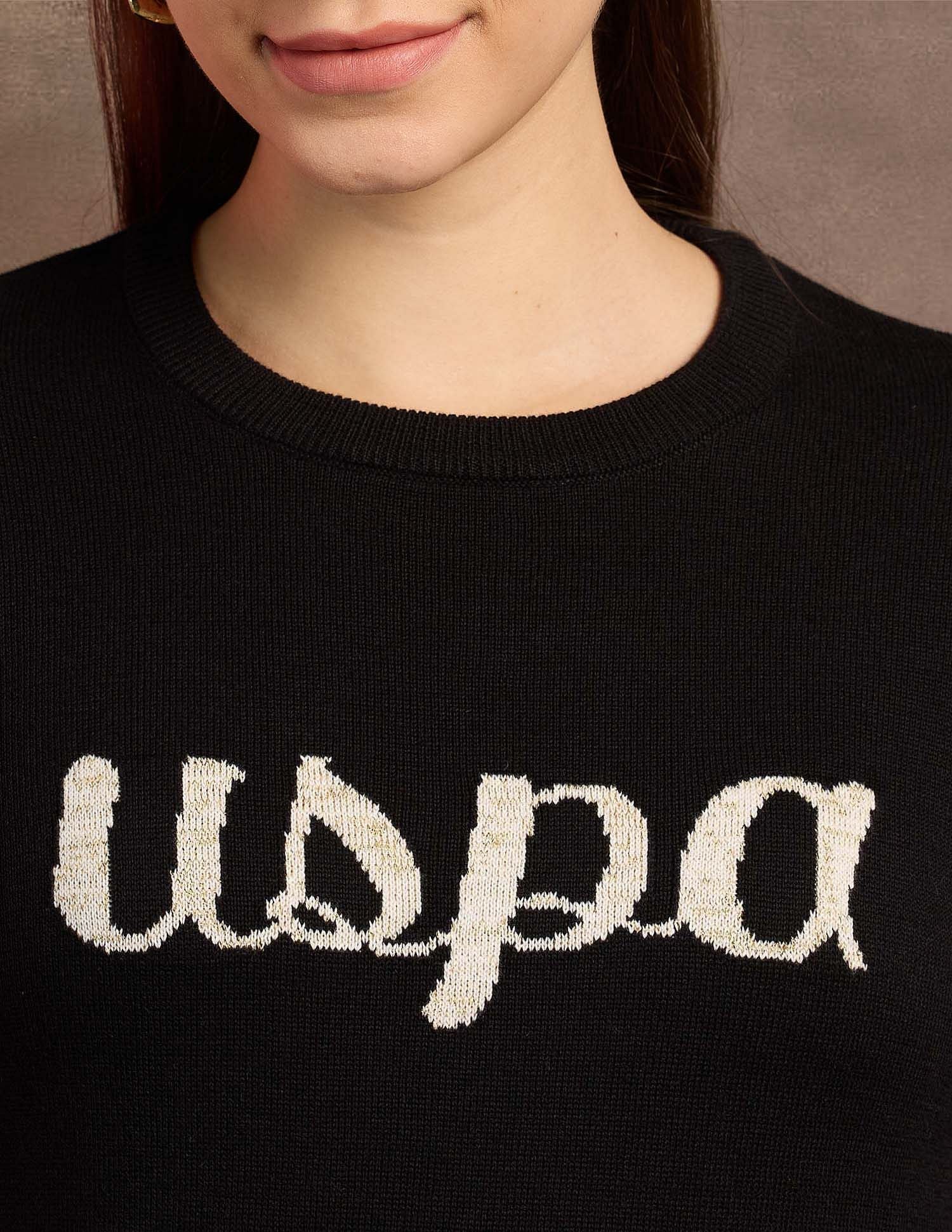 Lurex Embroiderd Cotton Sweater Wine - U.S. Polo Assn. India | Large