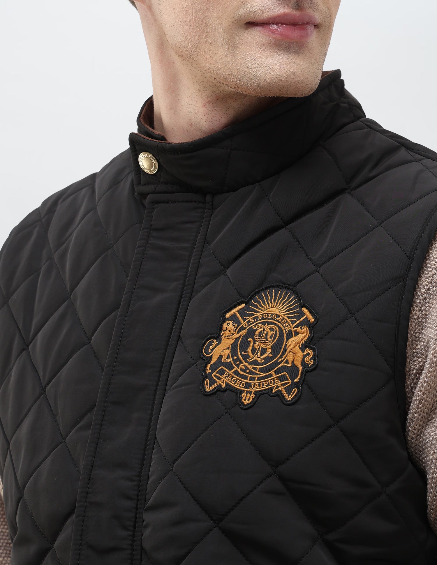 High Neck Solid Quilted Jacket Black - U.S. POLO ASSN. | Large