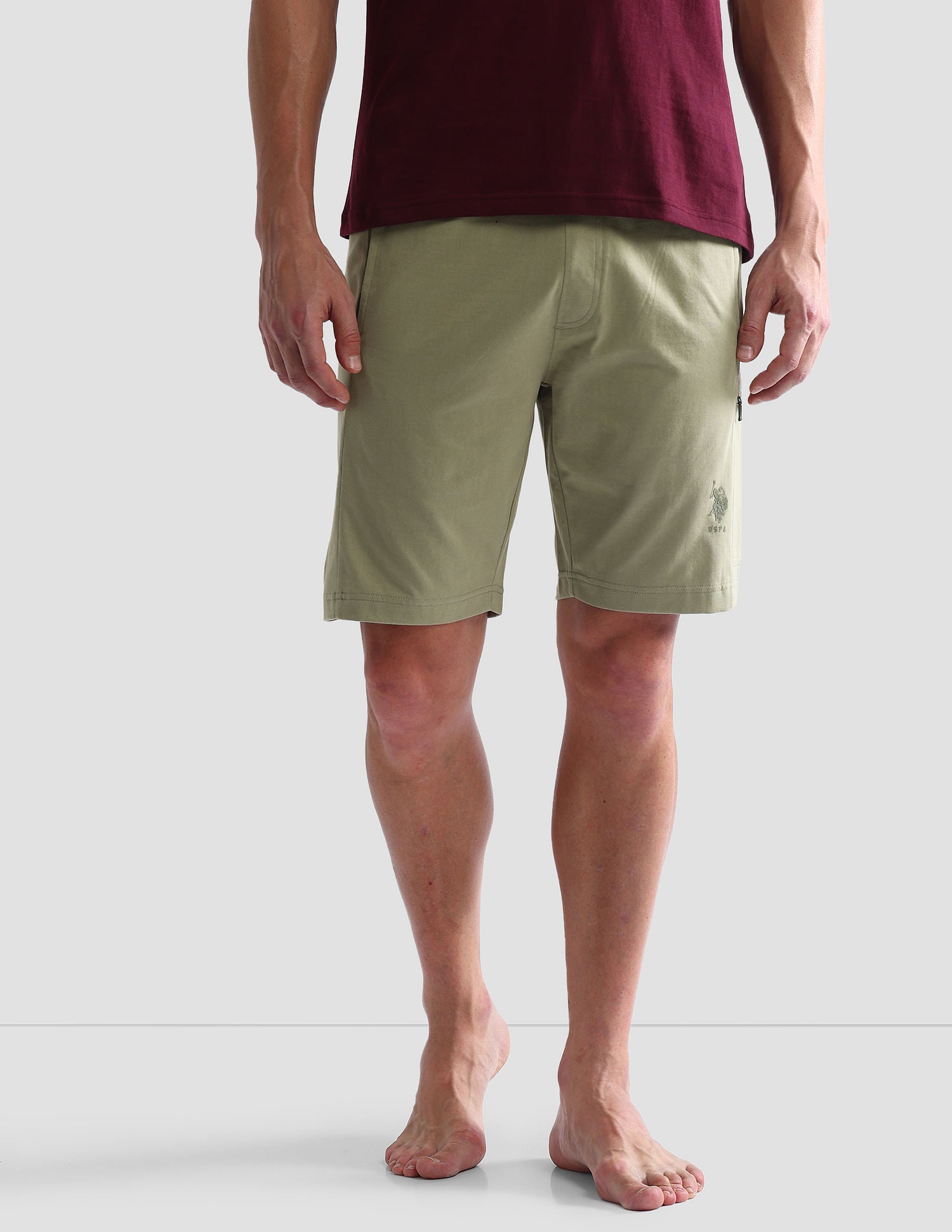 Mid Rise Solid OES04 Lounge Shorts - Pack Of 1 Beige - U.S. POLO ASSN. | Large