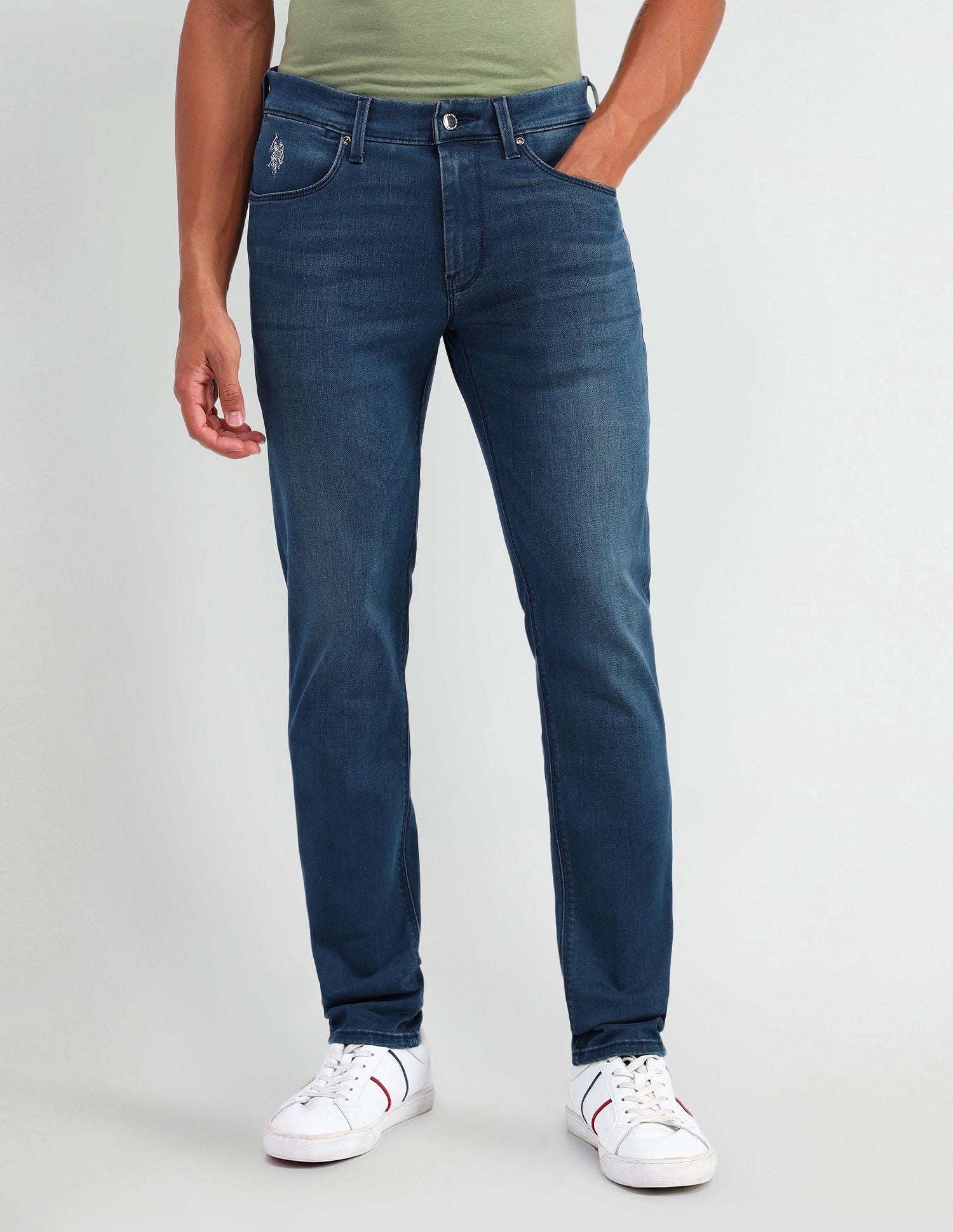 Brandon Slim Tapered Fit Blue Jeans Blue - U.S. Polo Assn. India | Large