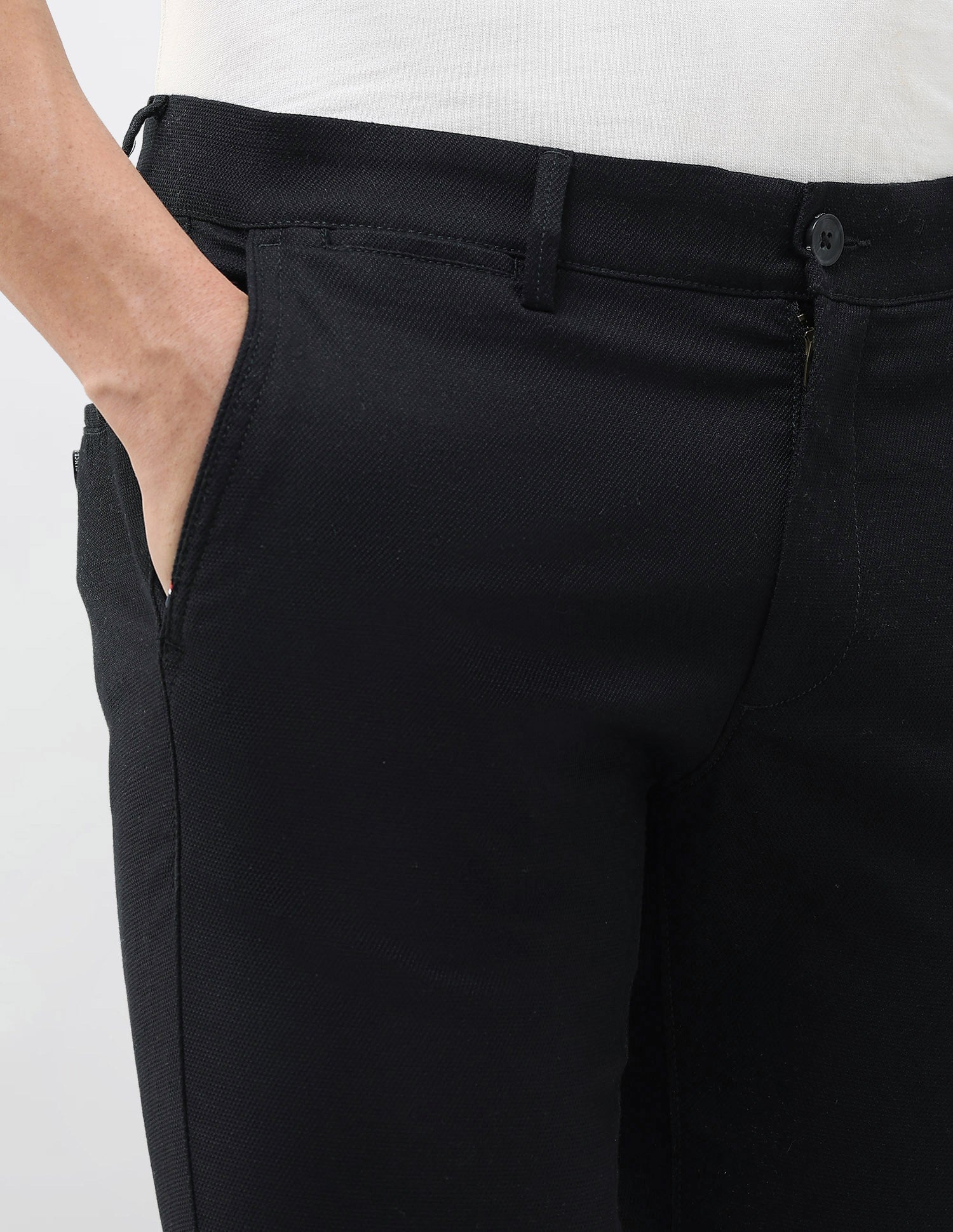 Denver Slim Fit Dobby Trousers Black - U.S. Polo Assn. India | Large