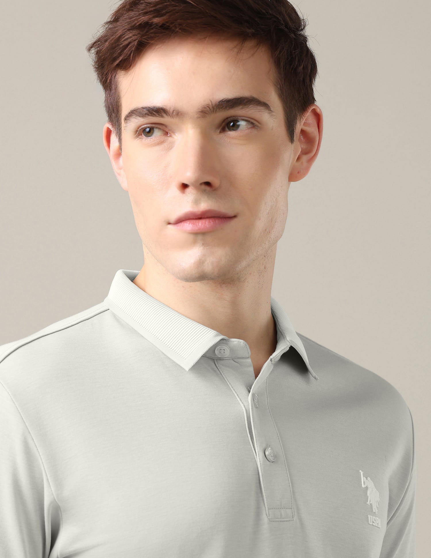 Solid Slim Fit Polo Shirt Grey - U.S. Polo Assn. India | Large