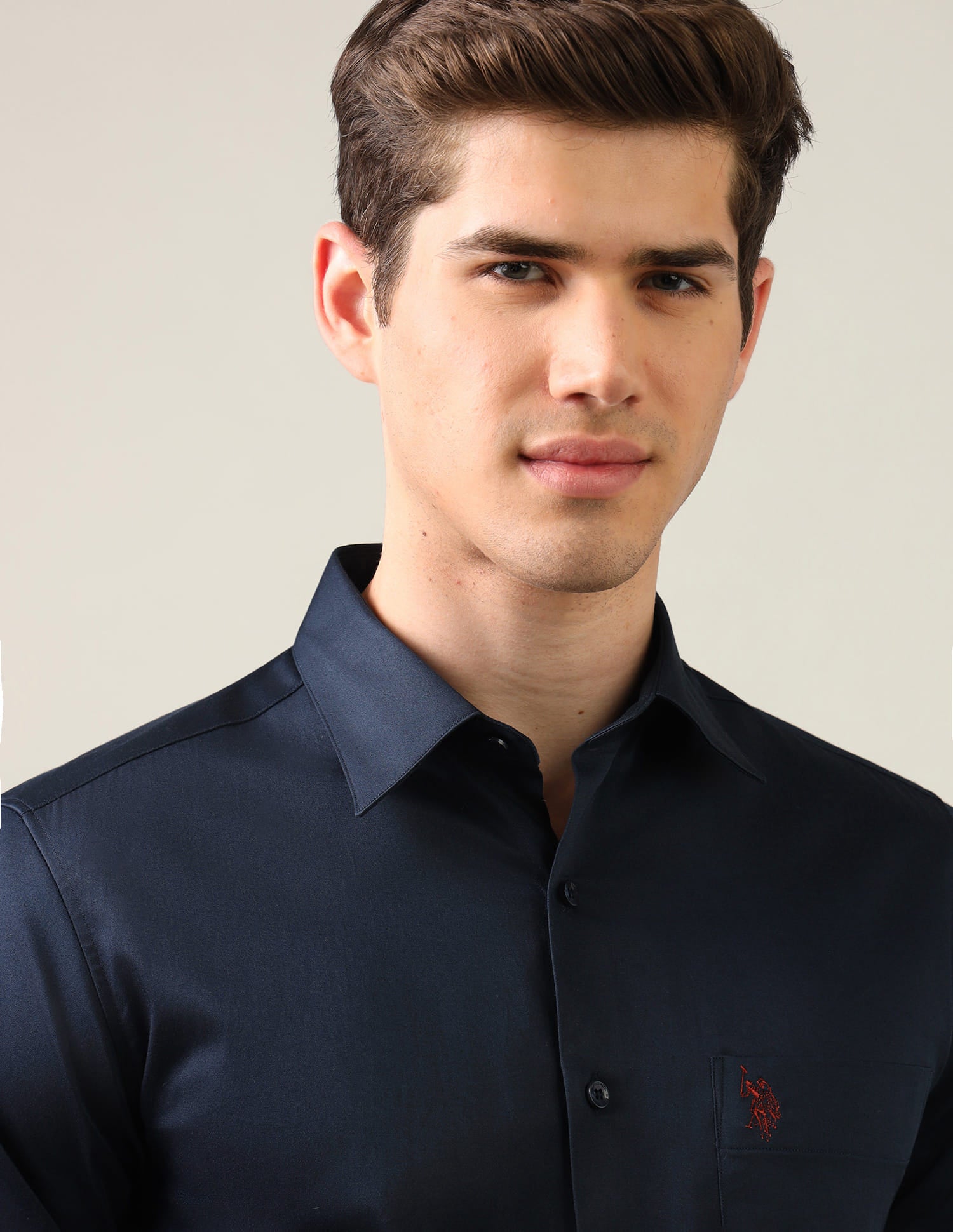 Tailored Fit Satin Shirt Blue - U.S. Polo Assn. India | Large
