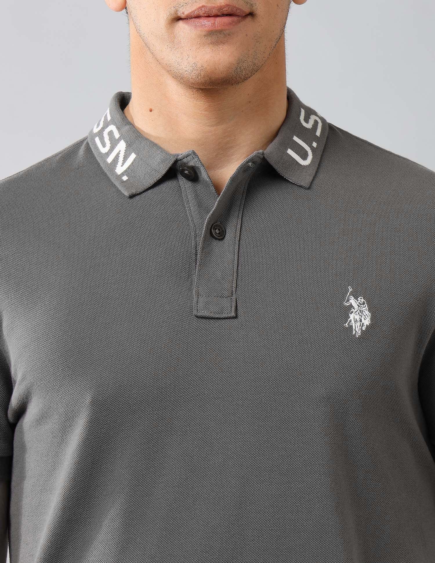 Brand Printed Muscle Fit Polo Shirt Dark Grey - U.S. POLO ASSN. | Large
