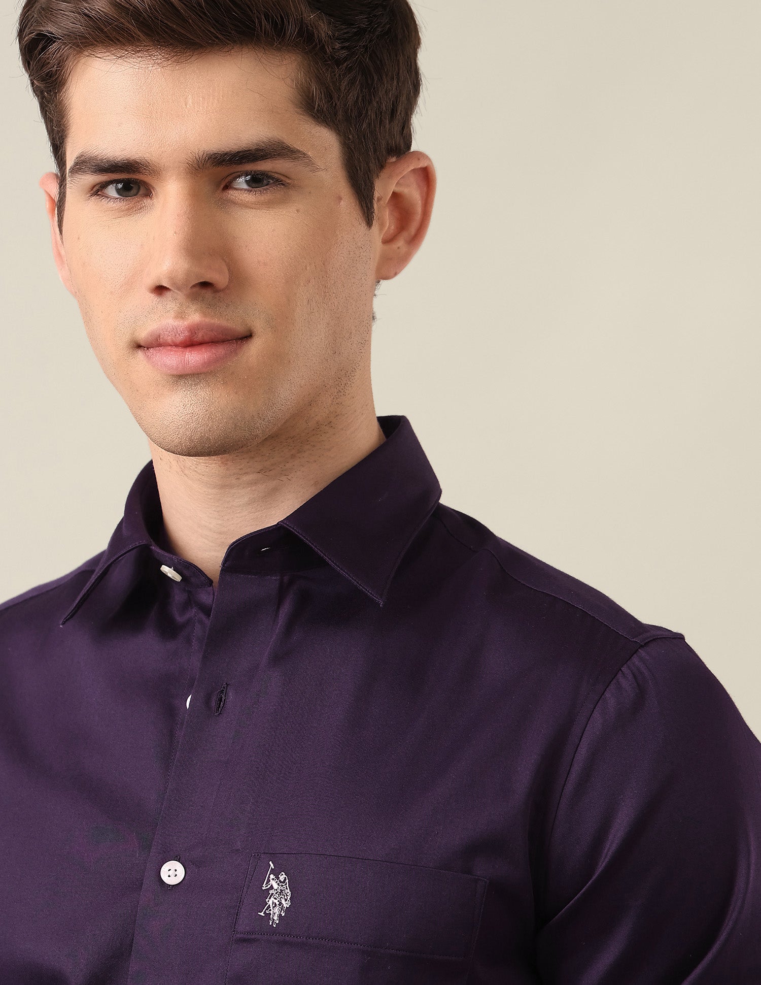 Satin Tailored Fit Shirt Wine - U.S. Polo Assn. India | Large
