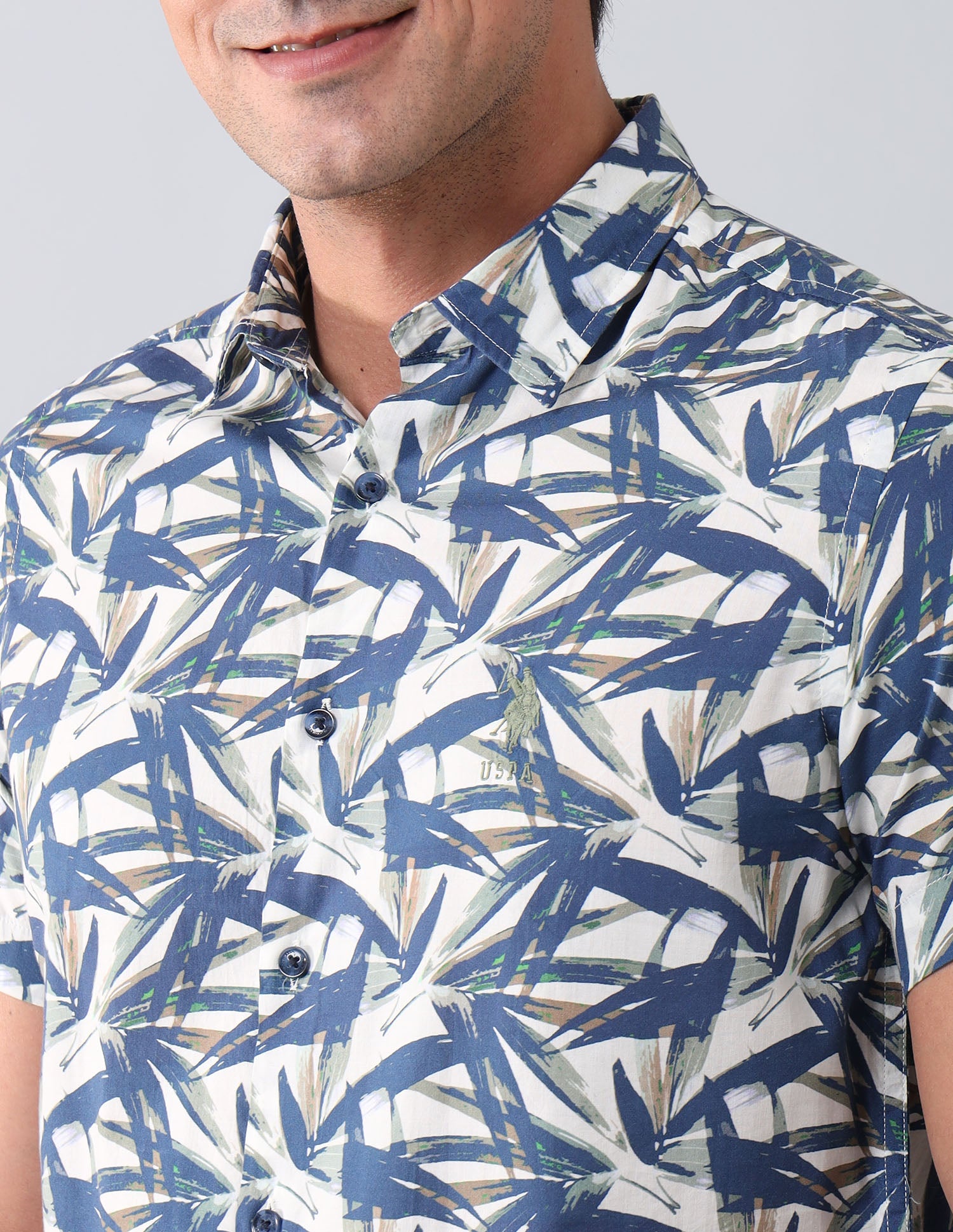 Regular Fit Abstract Shirt Ivory - U.S. Polo Assn. India | Large