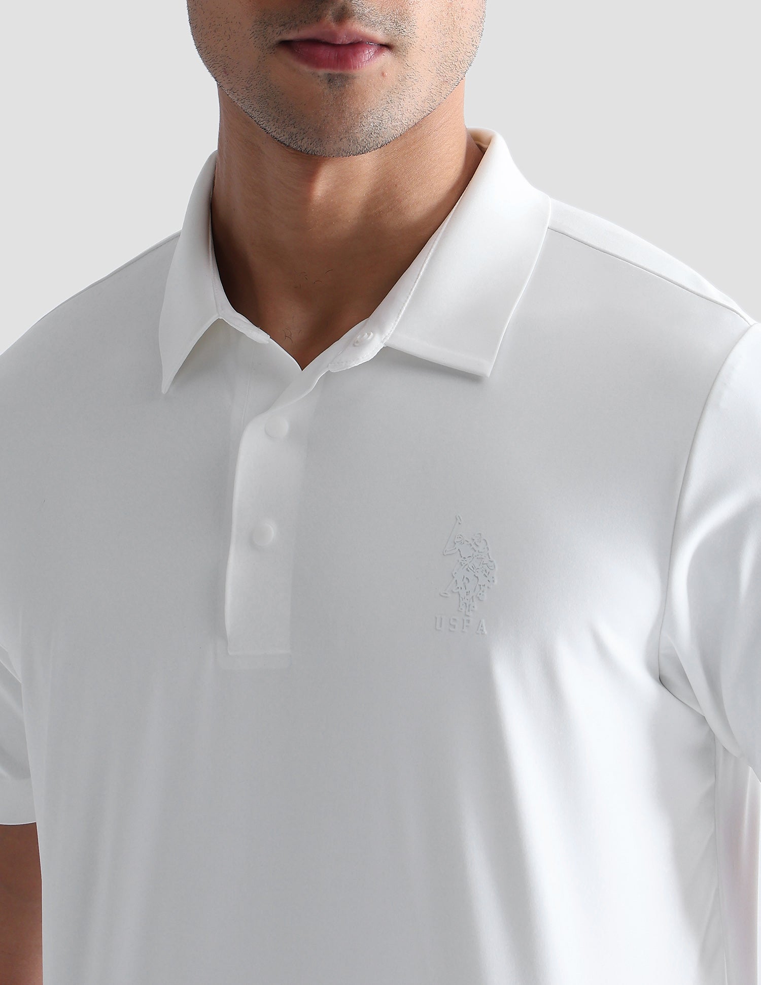 Brand Embossed Active Polo Shirt Off White - U.S. POLO ASSN. | Large