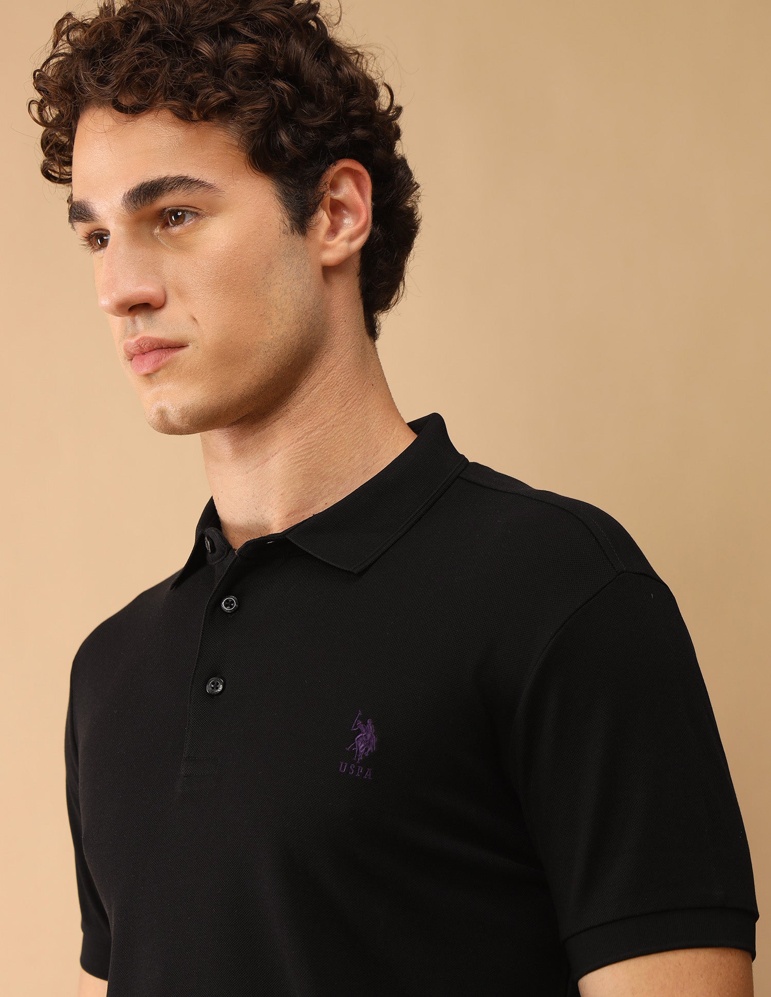 Pacho X Slim Fit Solid Polo Shirt Black - U.S. Polo Assn. India | Large