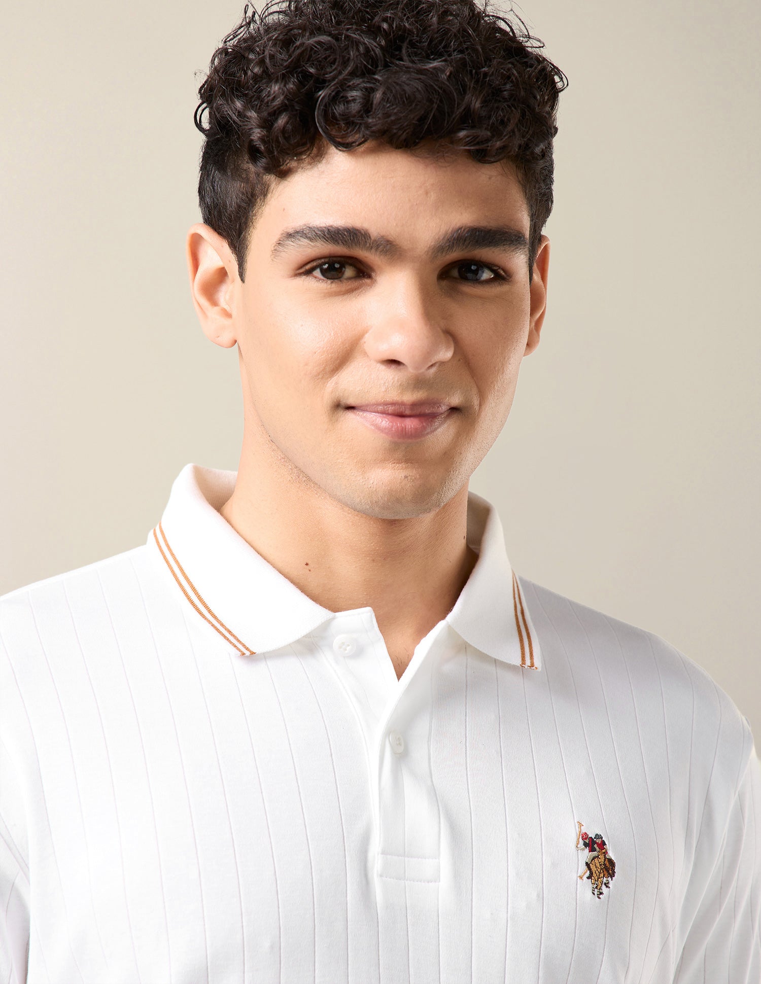 Patterned Knit Slim Fit Polo Shirt White - U.S. Polo Assn. India | Large