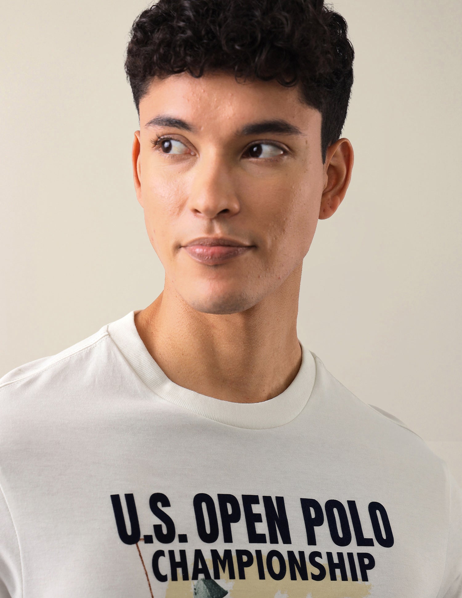 Graphic Brand Printed Slim Fit T-Shirt Ivory - U.S. Polo Assn. India | Large