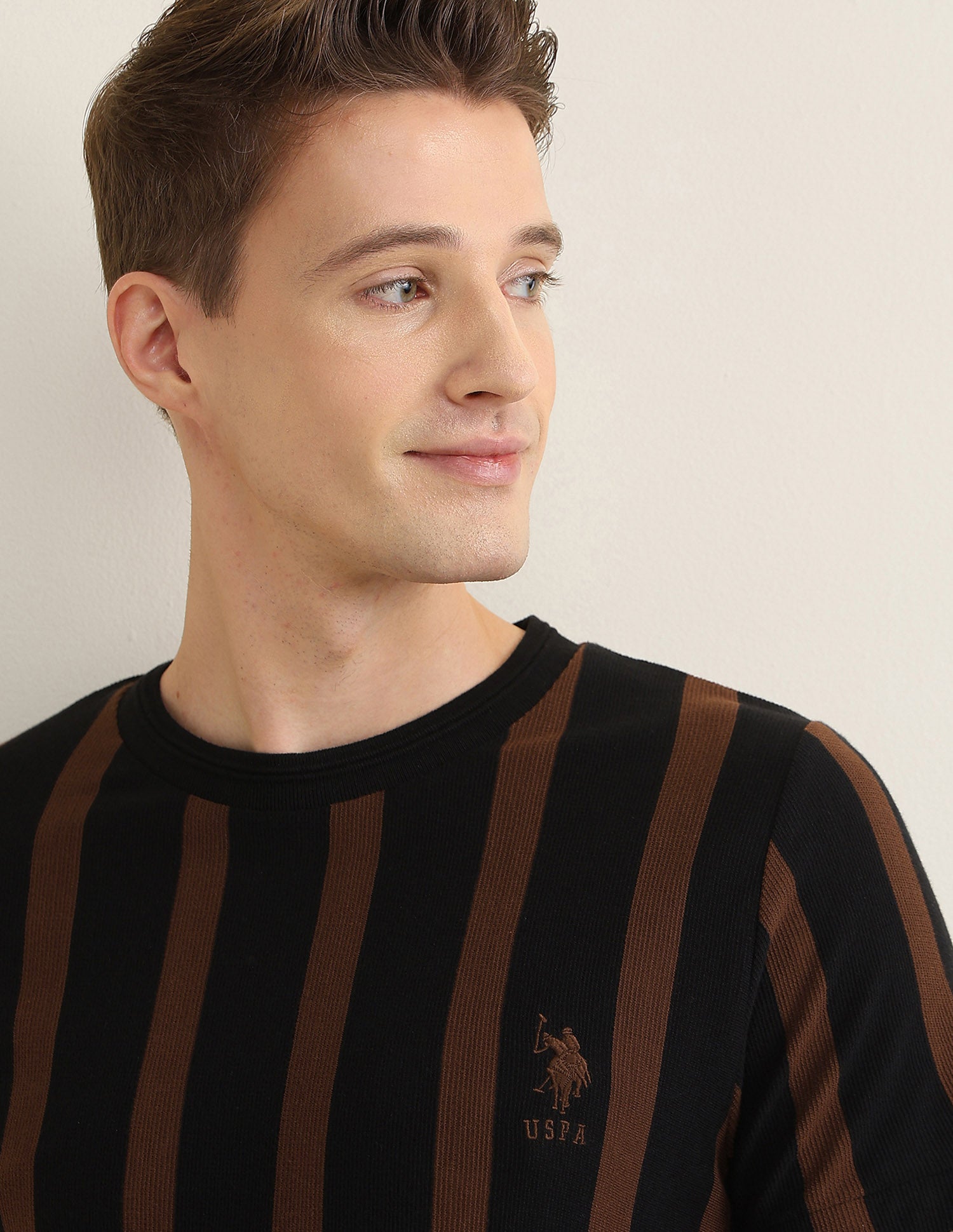 Vertical Striped Sotogrande Slim Fit T-Shirt Black - U.S. Polo Assn. India | Large