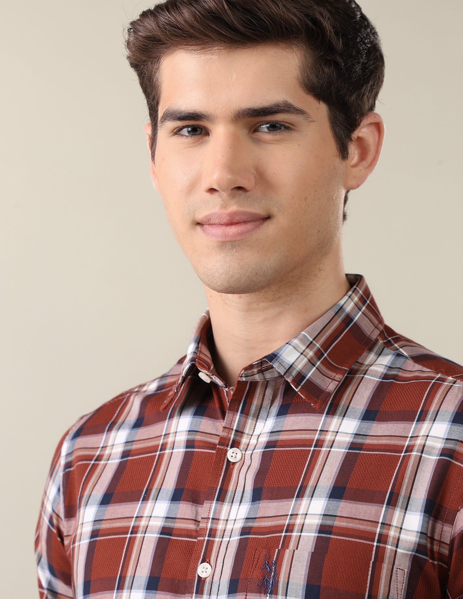 Twill Plaid Checked Shirt Brown - U.S. Polo Assn. India | Large