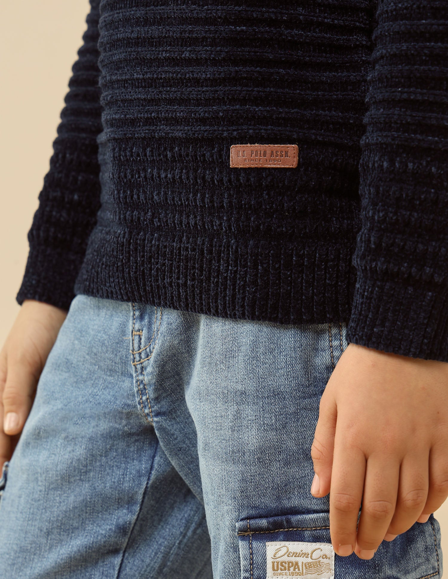 Boys Textured Mini Me Sweater Navy - U.S. POLO ASSN. | Large