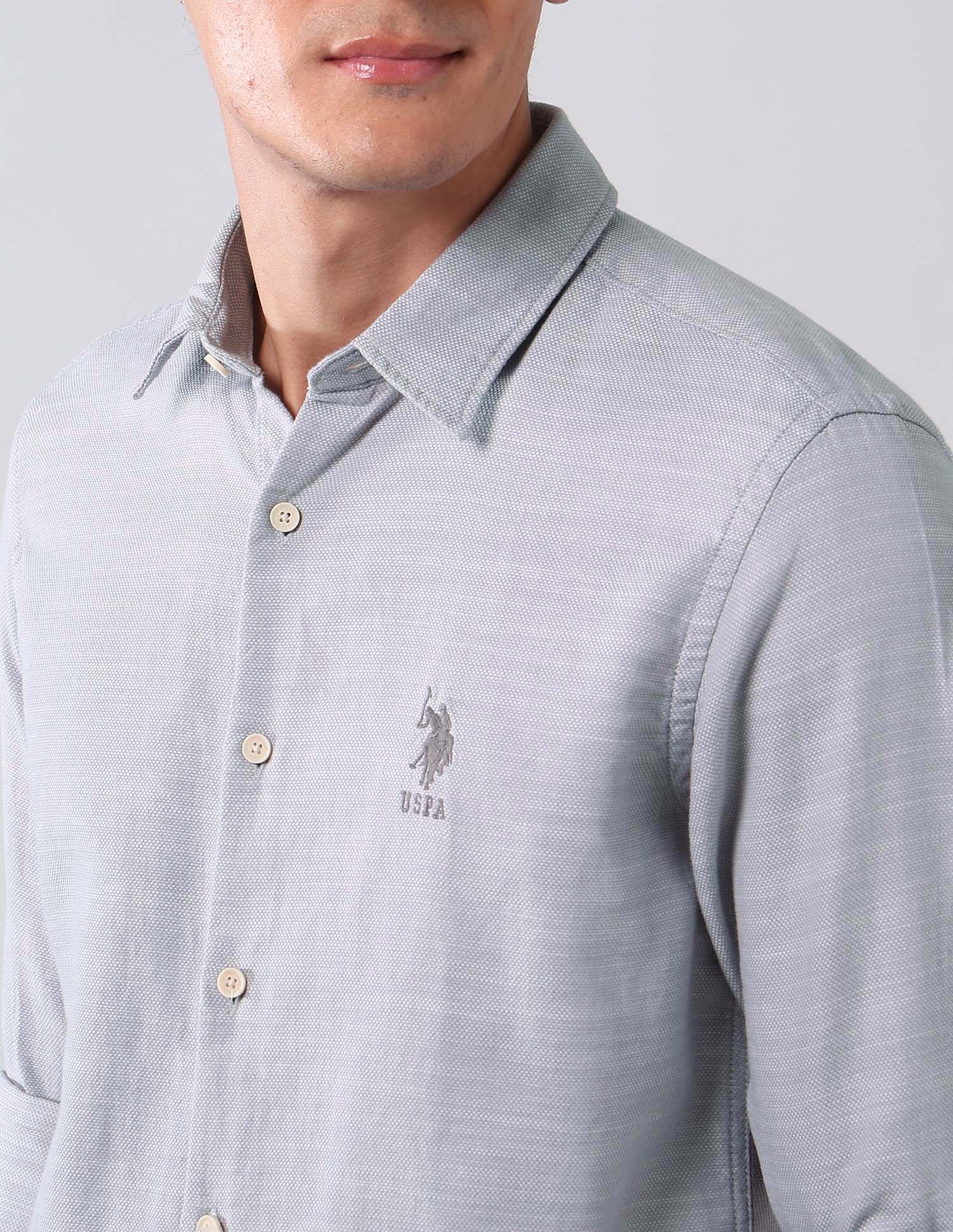 All-Over Printed Pure Cotton Shirt Grey - U.S. Polo Assn. India | Large