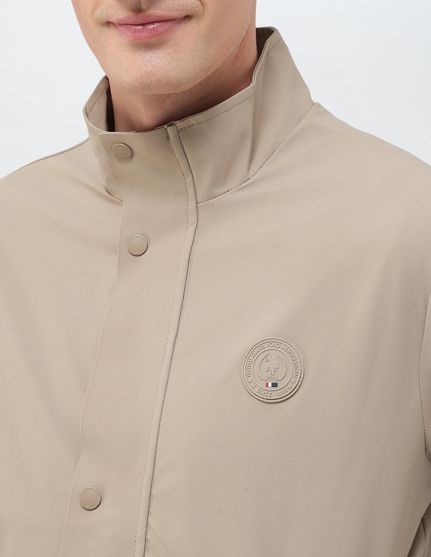 Solid Pattern Windcheater Jacket Khaki - U.S. Polo Assn. India | Large