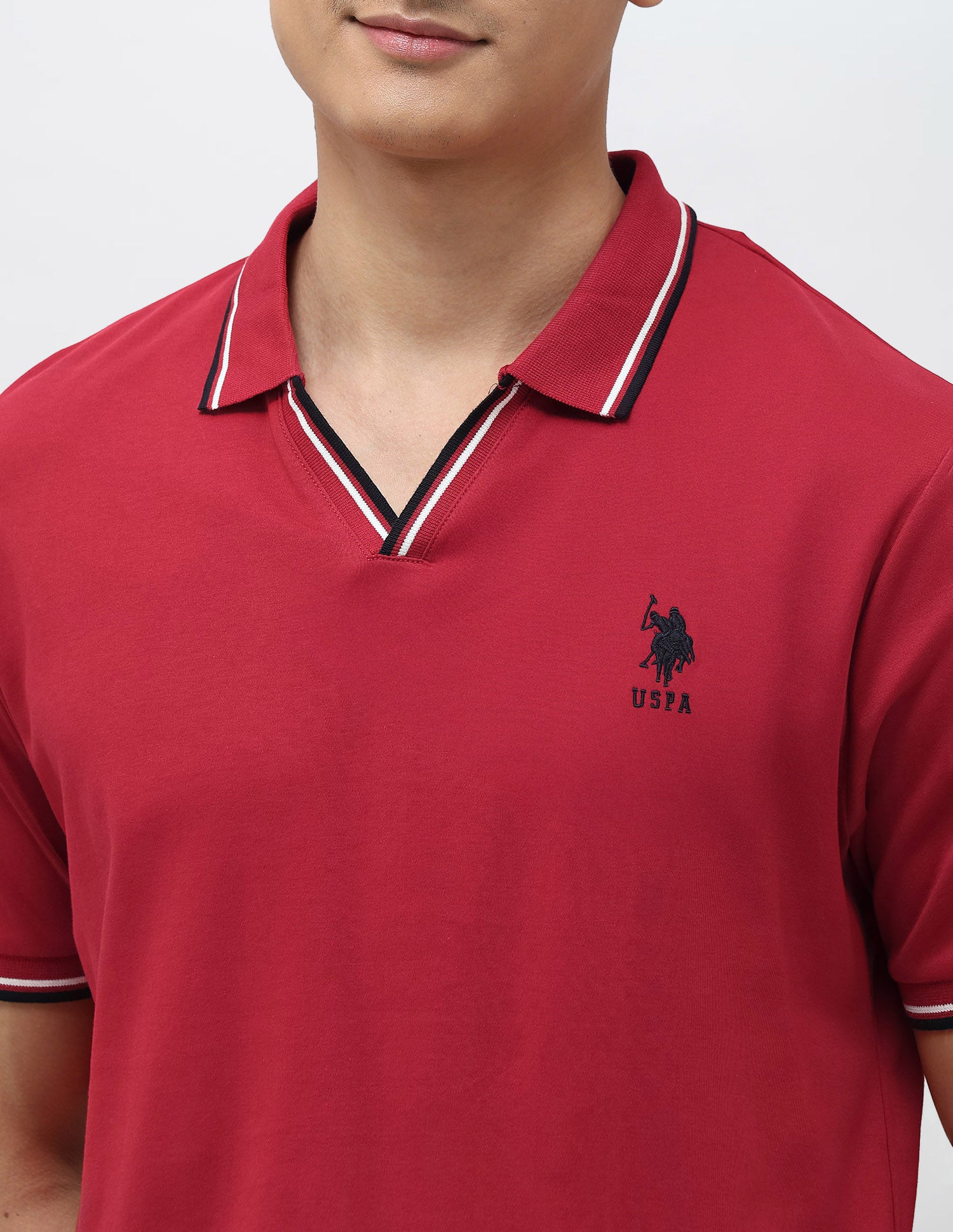 Pure Cotton Slim Fit Polo Shirt Dark Red - U.S. Polo Assn. India | Large