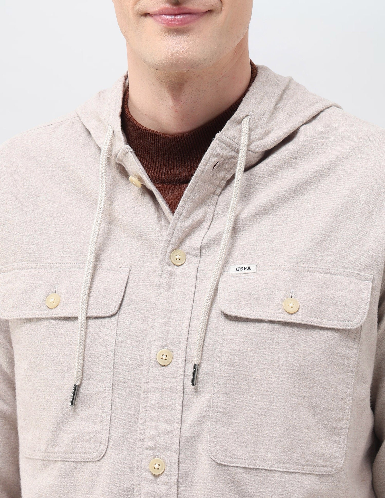 Heathered Loose Fit Shirt Beige - U.S. POLO ASSN. | Large