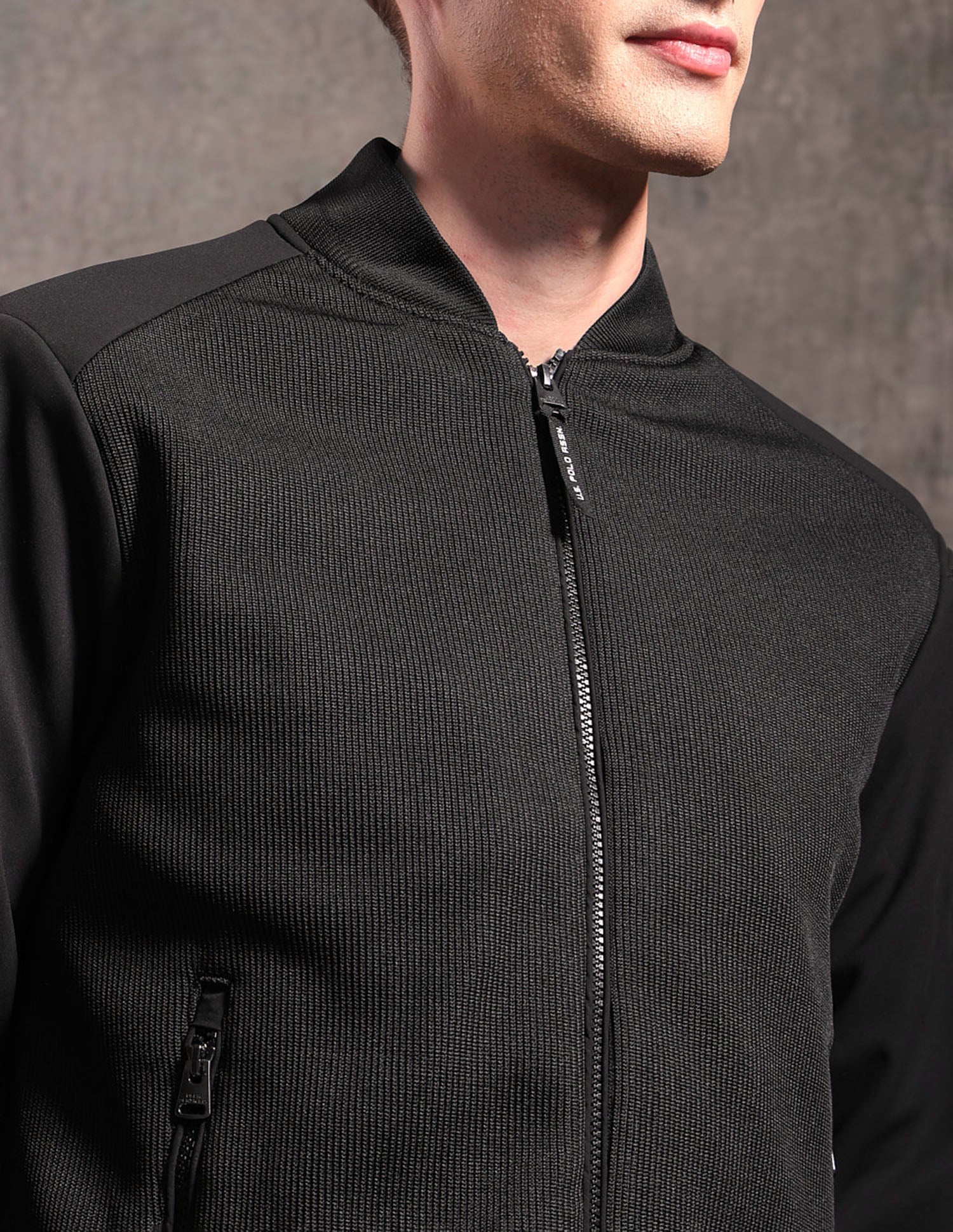 Textured Black & Gold Bomber Jacket Black - U.S. POLO ASSN. | Large