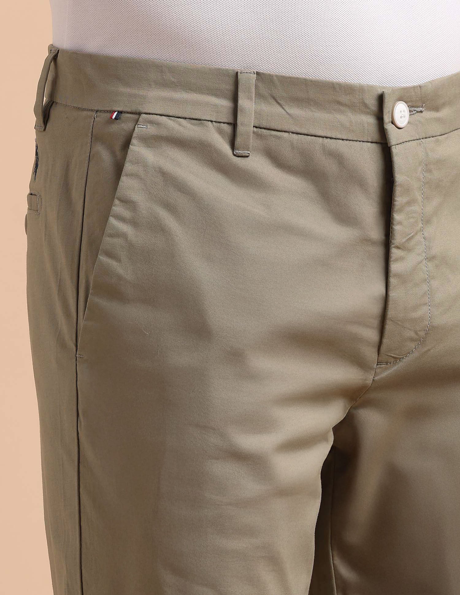 Satin Slim Fit Trousers Khaki - U.S. POLO ASSN. | Large