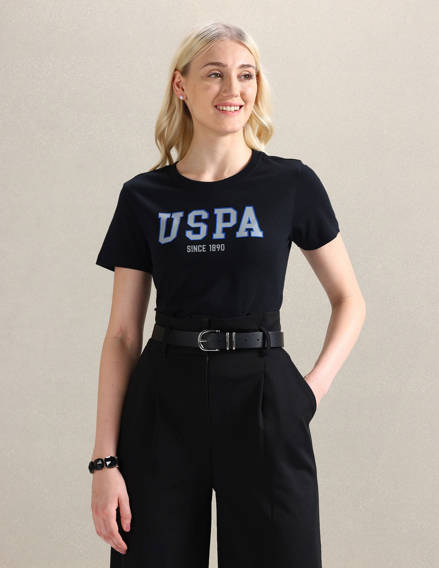 HD Brand Print Cotton T-Shirt Black - U.S. POLO ASSN. | Large