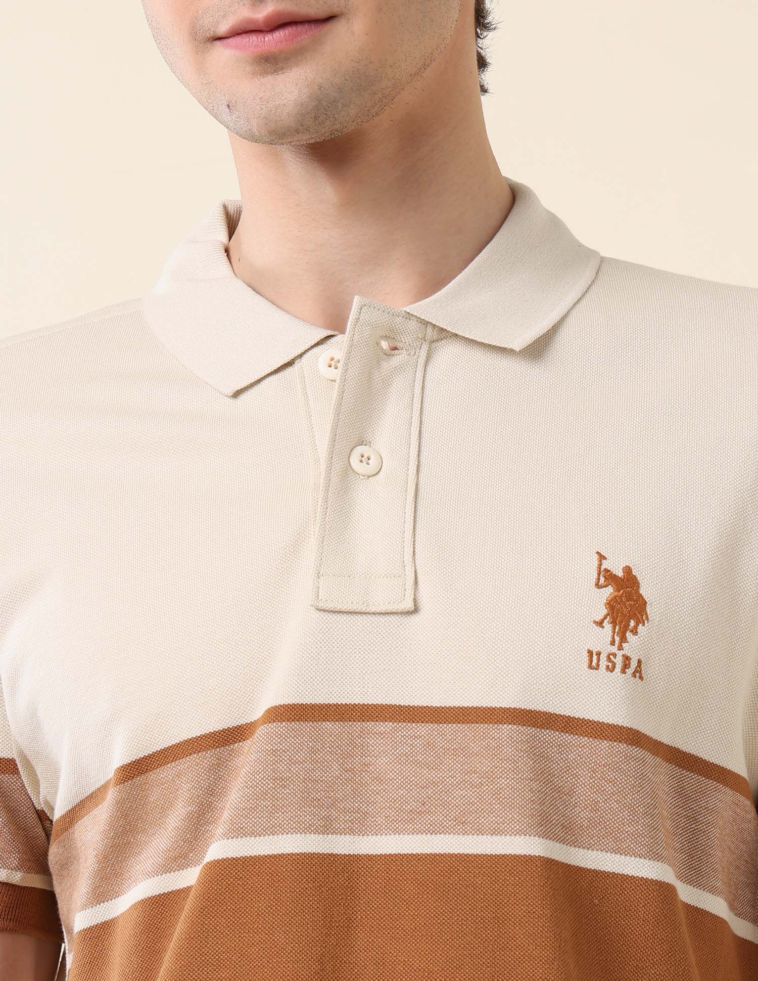 Colourblocked Classic Polo Shirt Beige - U.S. POLO ASSN. | Large