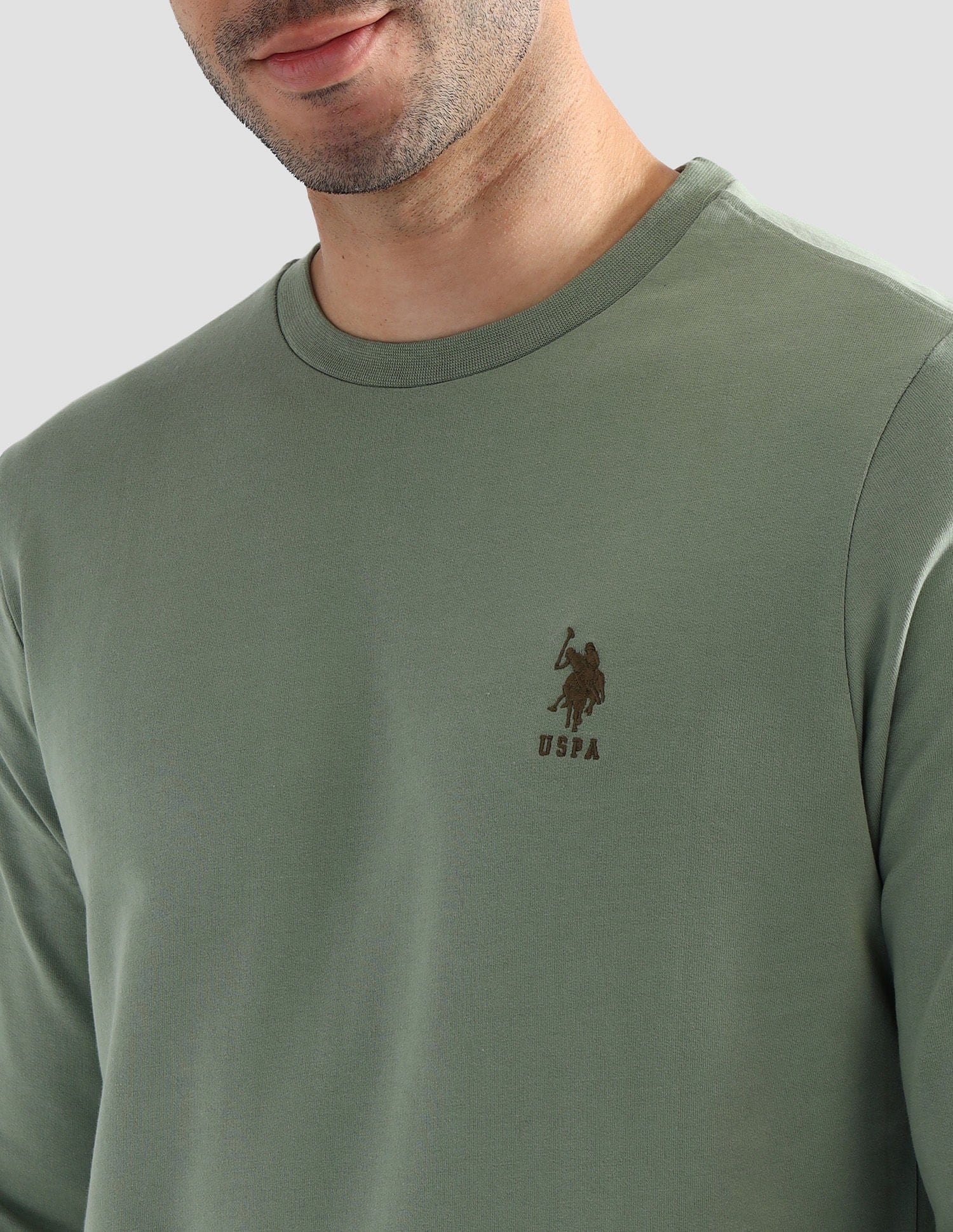Round Neck Pure Cotton Lounge T-Shirt Aqua Green - U.S. POLO ASSN. | Large