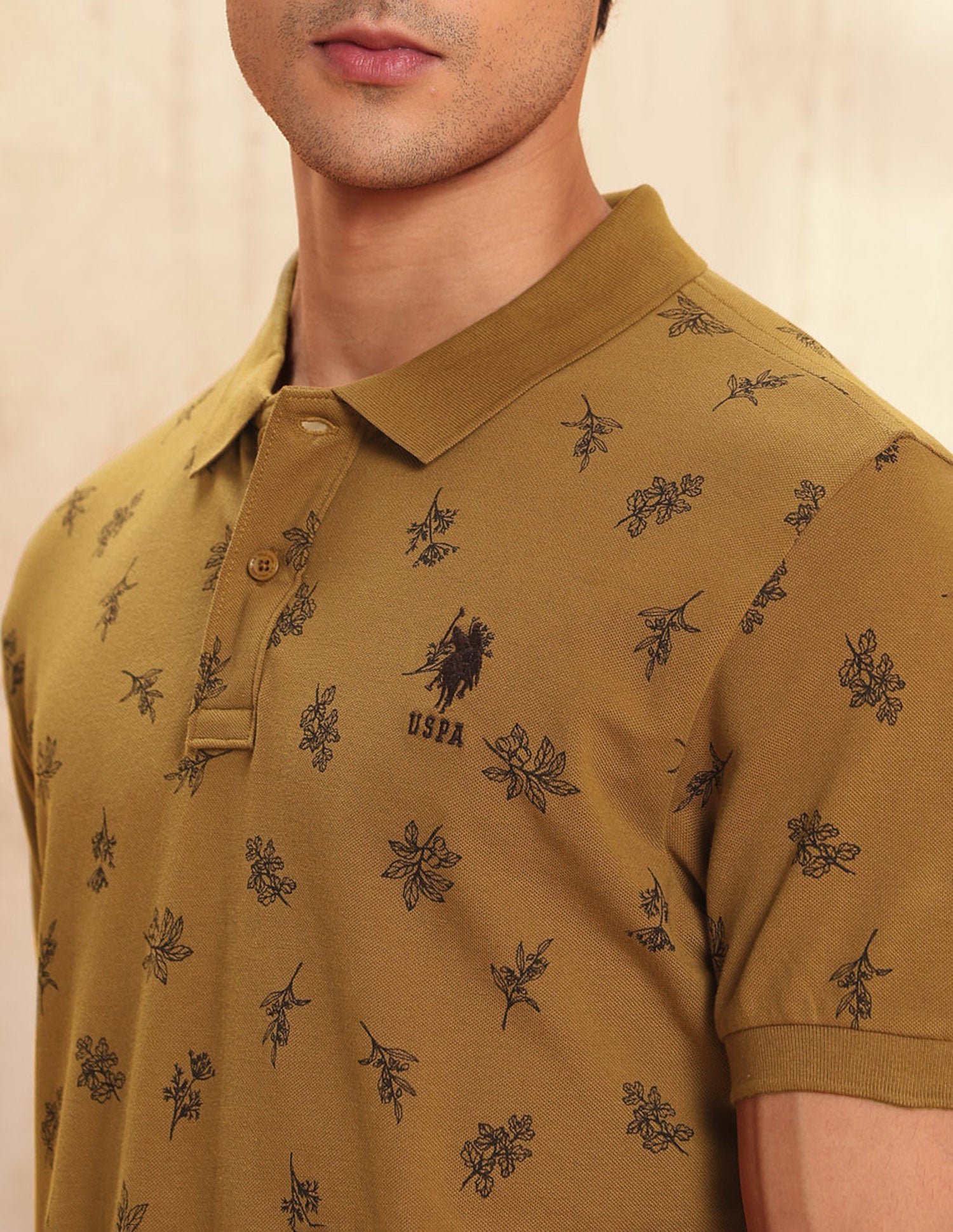 Slim Fit Floral Printed Polo Shirt Dark Brown - U.S. POLO ASSN. | Large